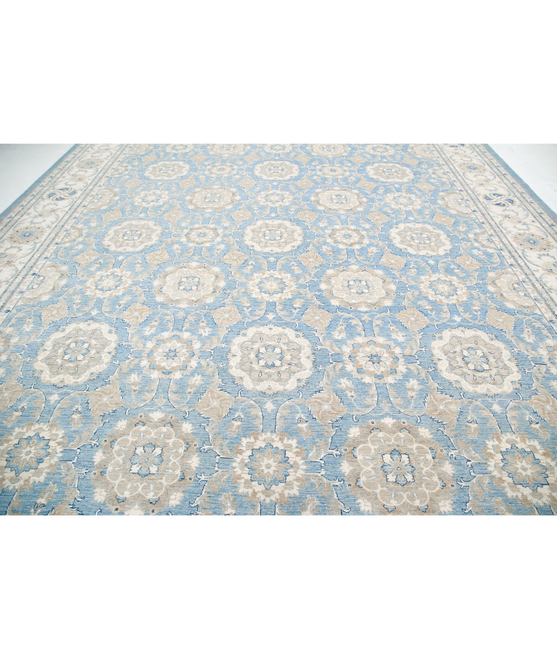 Serenity 13'2'' X 16'10'' Hand-Knotted Wool Rug 13'2'' x 16'10'' (395 X 505) / Blue / Ivory
