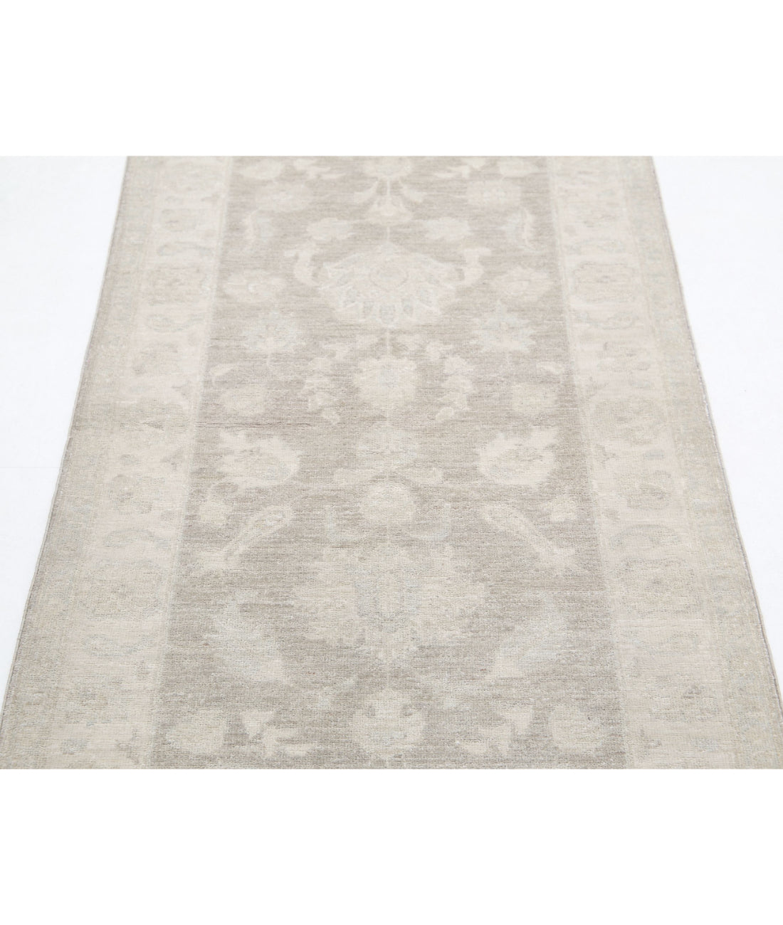 Serenity 2'8'' X 8'4'' Hand-Knotted Wool Rug 2'8'' x 8'4'' (80 X 250) / Grey / Ivory