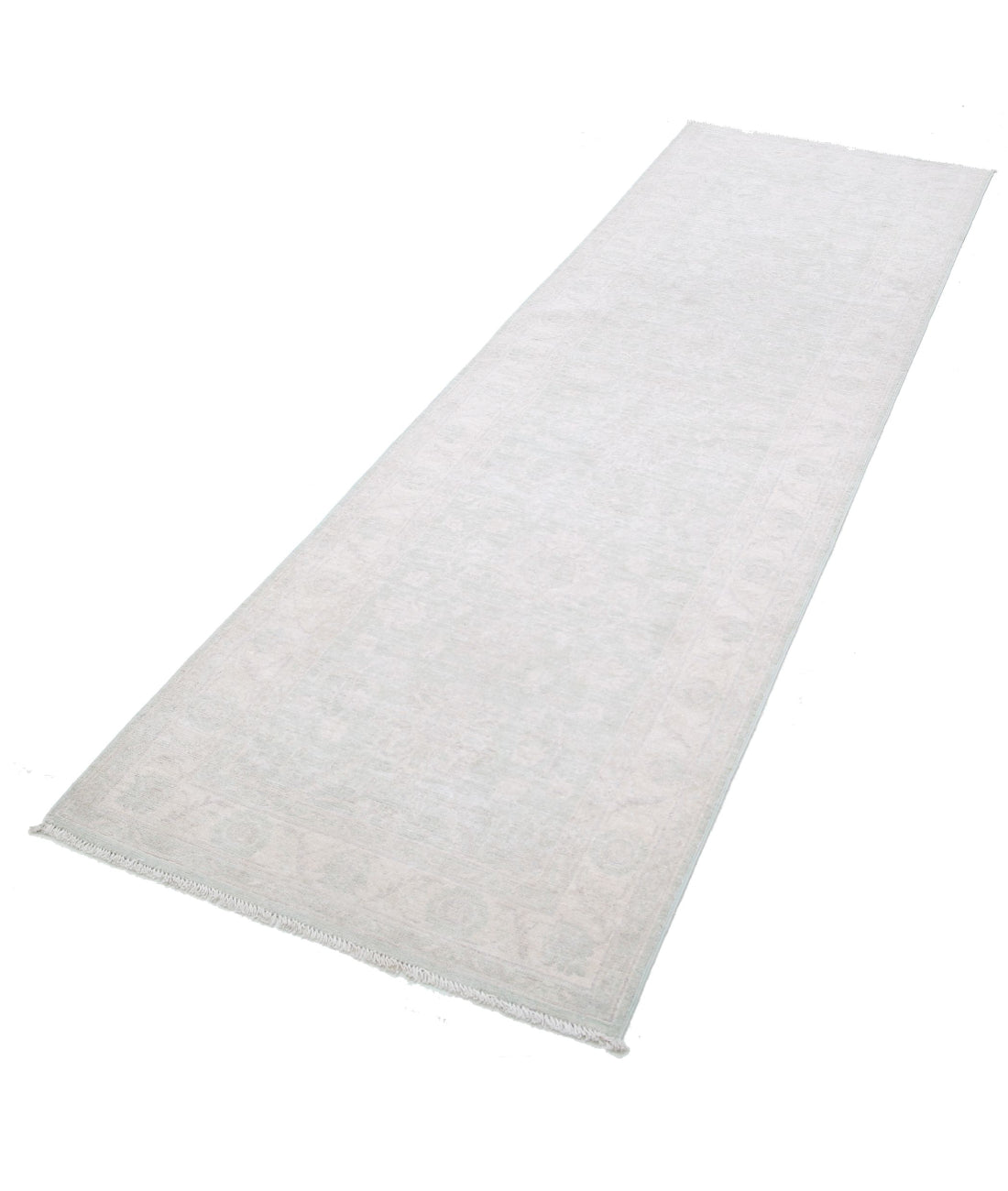 Serenity 2'8'' X 8'7'' Hand-Knotted Wool Rug 2'8'' x 8'7'' (80 X 258) / Green / Ivory