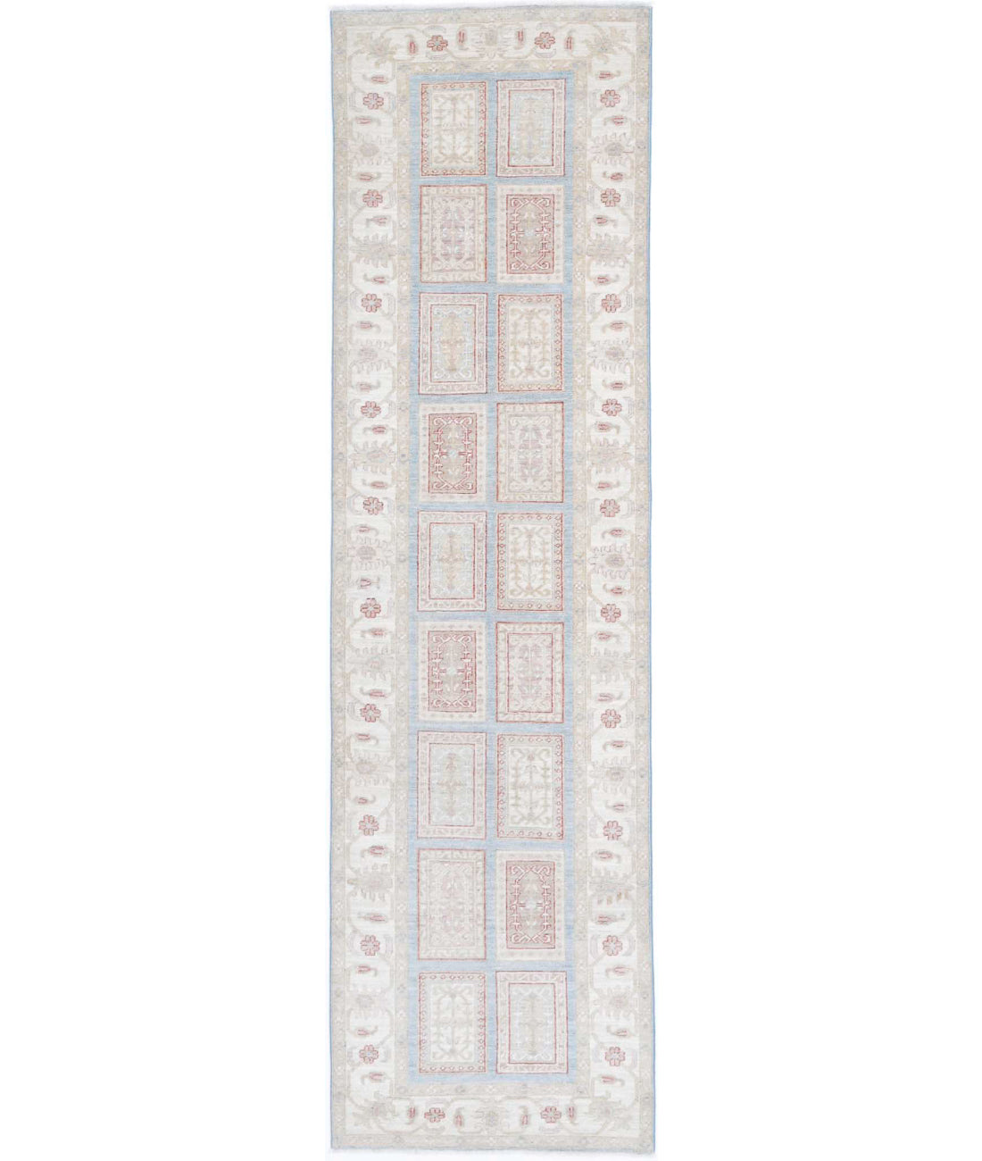 Serenity 2'7'' X 10'1'' Hand-Knotted Wool Rug 2'7'' x 10'1'' (78 X 303) / Blue / Ivory