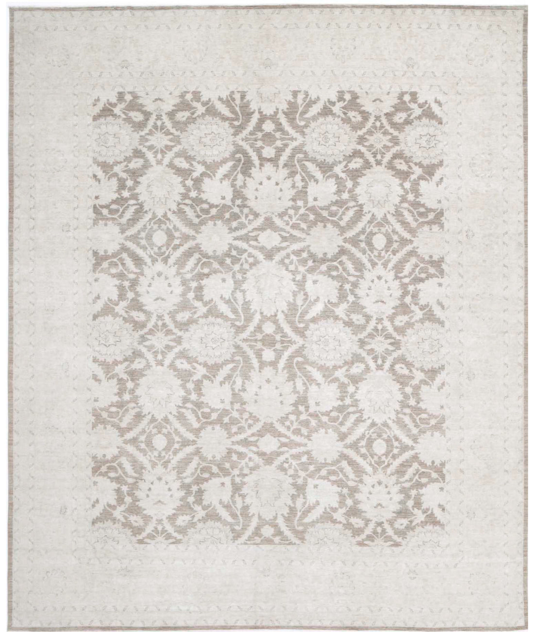 Serenity 12'0'' X 14'6'' Hand-Knotted Wool Rug 12'0'' x 14'6'' (360 X 435) / Brown / Ivory