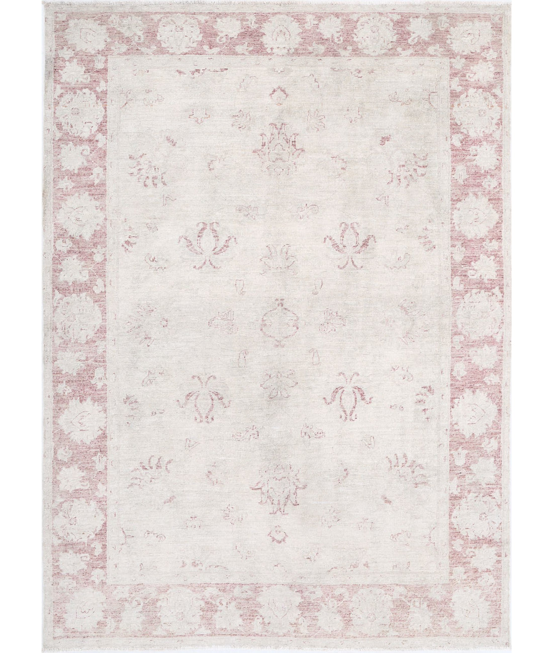 Serenity 5'3'' X 7'3'' Hand-Knotted Wool Rug 5'3'' x 7'3'' (158 X 218) / Ivory / Pink