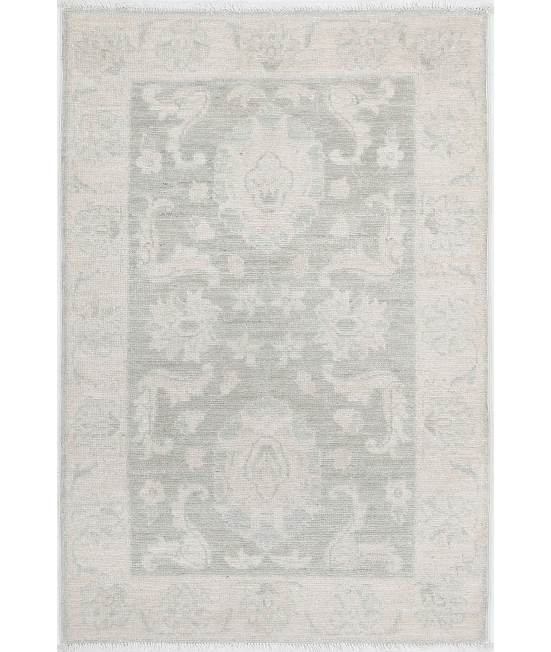 Serenity 2'0'' X 3'0'' Hand-Knotted Wool Rug 2'0'' x 3'0'' (60 X 90) / Grey / Ivory