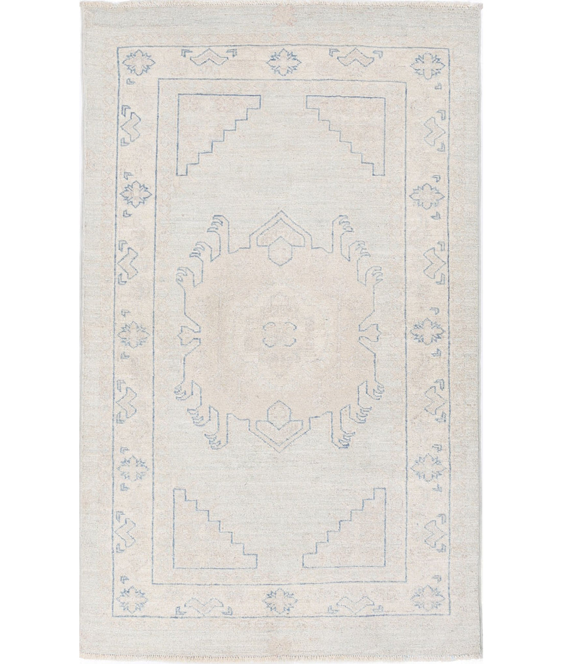 Serenity 2'11'' X 4'9'' Hand-Knotted Wool Rug 2'11'' x 4'9'' (88 X 143) / Blue / Ivory