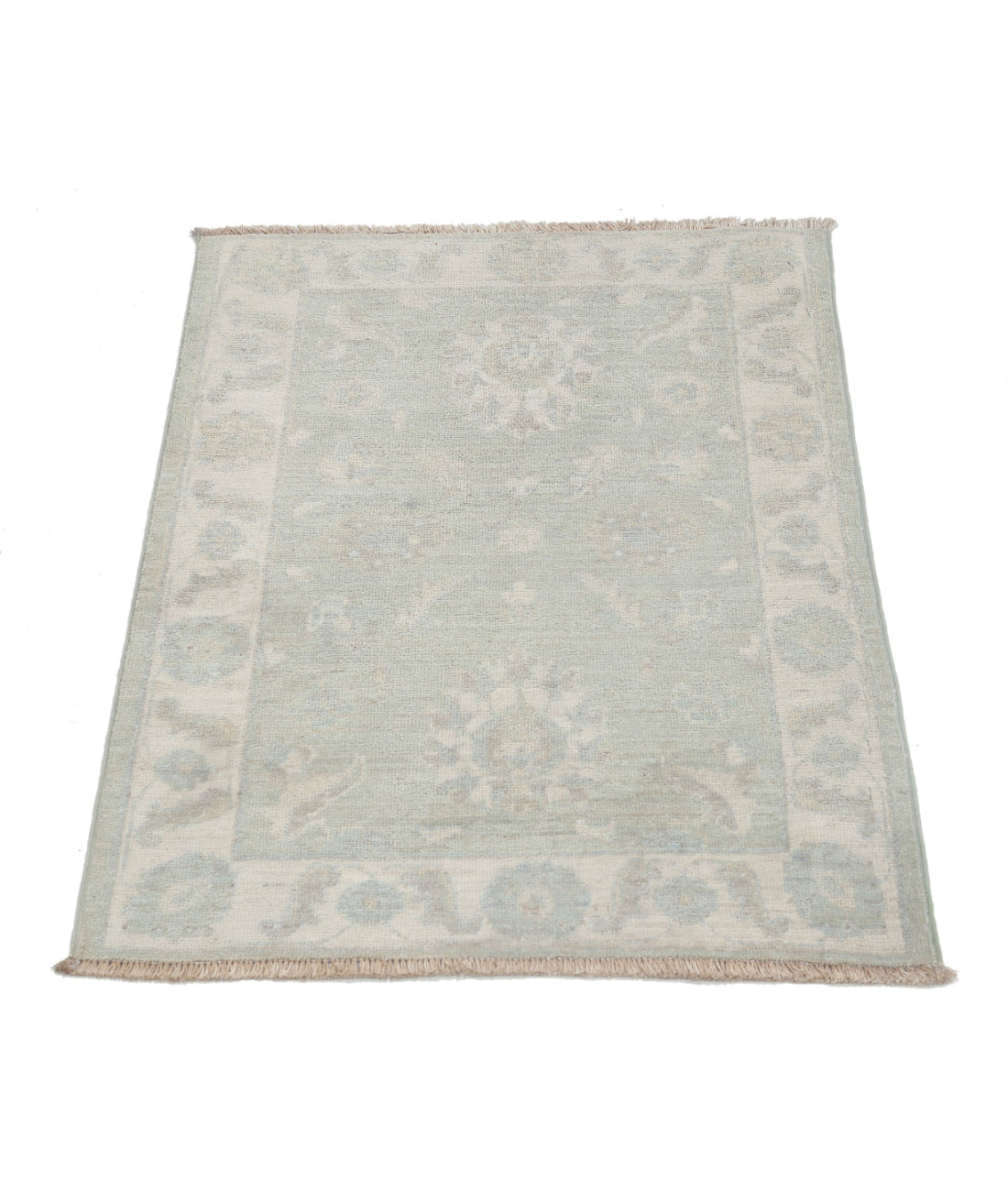 Serenity 2'3'' X 2'9'' Hand-Knotted Wool Rug 2'3'' x 2'9'' (68 X 83) / Green / Ivory
