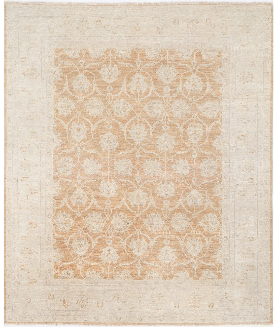 Serenity 7'10'' X 9'5'' Hand-Knotted Wool Rug 7'10'' x 9'5'' (235 X 283) / Orange / Ivory
