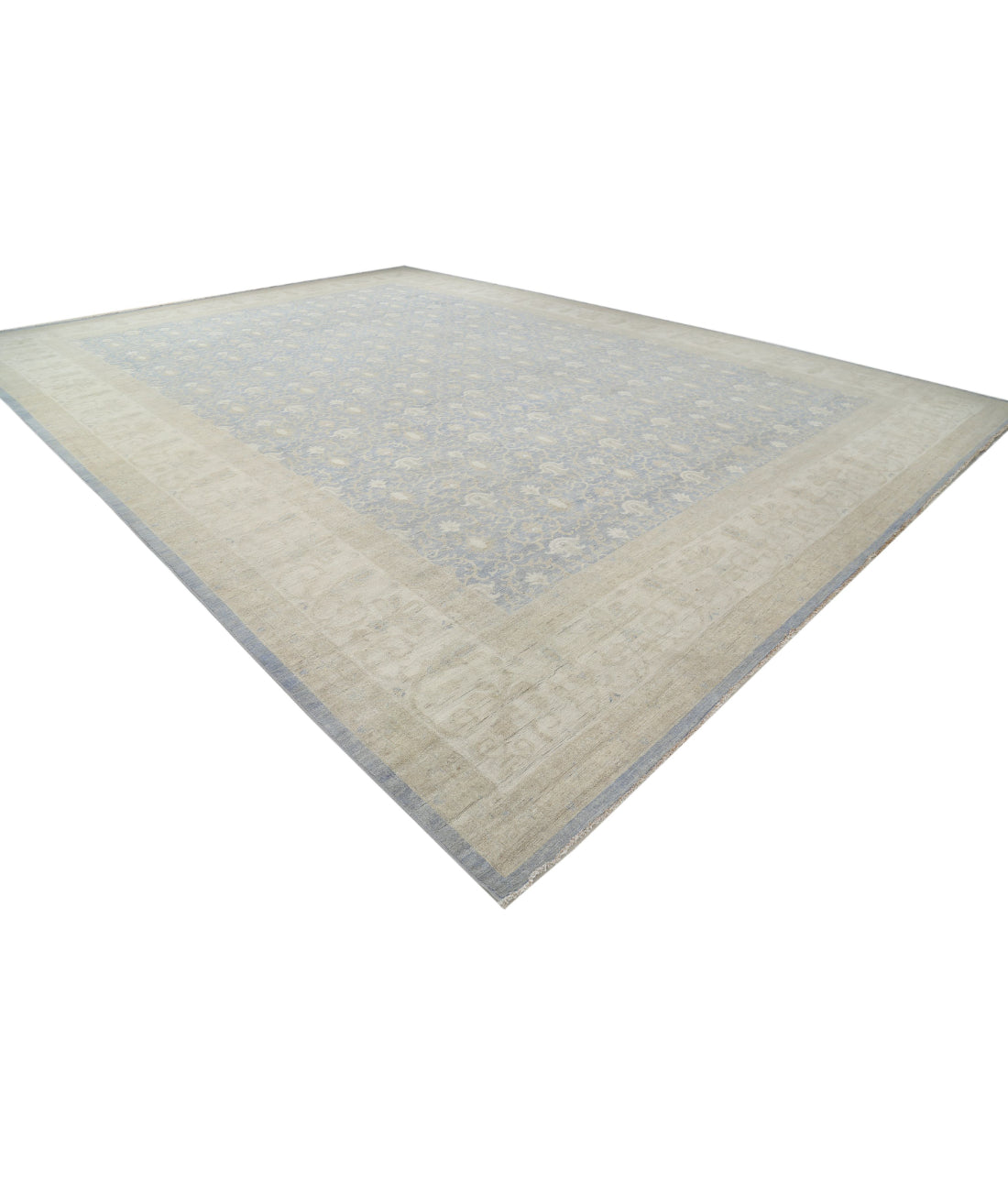 Serenity 16'0'' X 21'10'' Hand-Knotted Wool Rug 16'0'' x 21'10'' (480 X 655) / Blue / Ivory