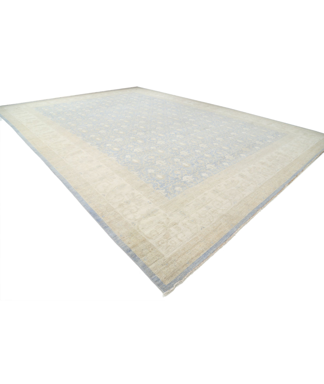 Serenity 16'0'' X 21'10'' Hand-Knotted Wool Rug 16'0'' x 21'10'' (480 X 655) / Blue / Ivory