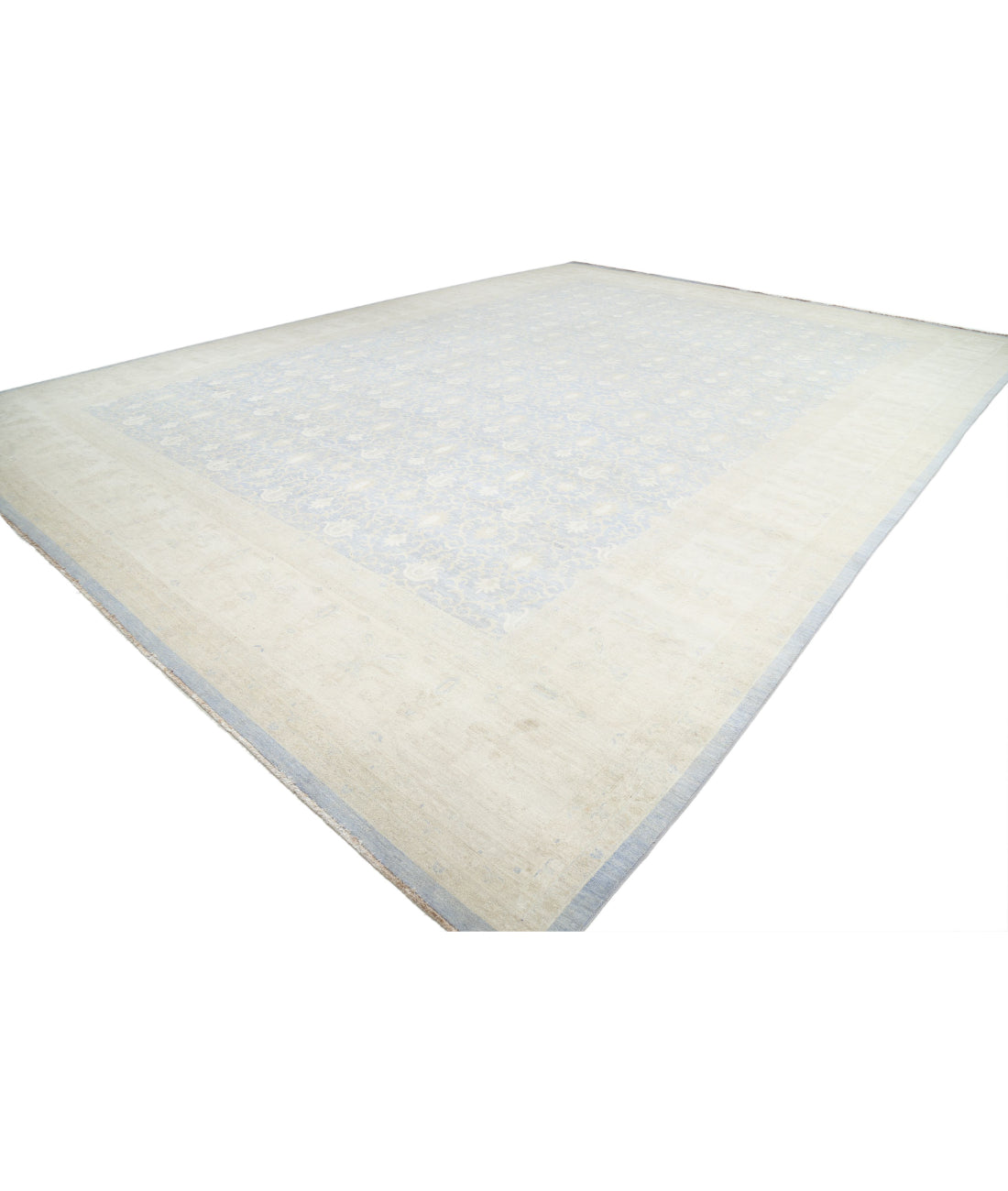 Serenity 16'0'' X 21'10'' Hand-Knotted Wool Rug 16'0'' x 21'10'' (480 X 655) / Blue / Ivory