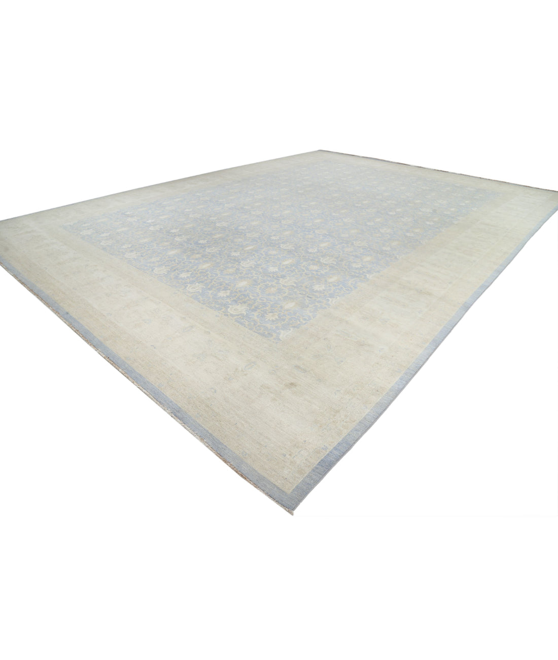 Serenity 16'0'' X 21'10'' Hand-Knotted Wool Rug 16'0'' x 21'10'' (480 X 655) / Blue / Ivory