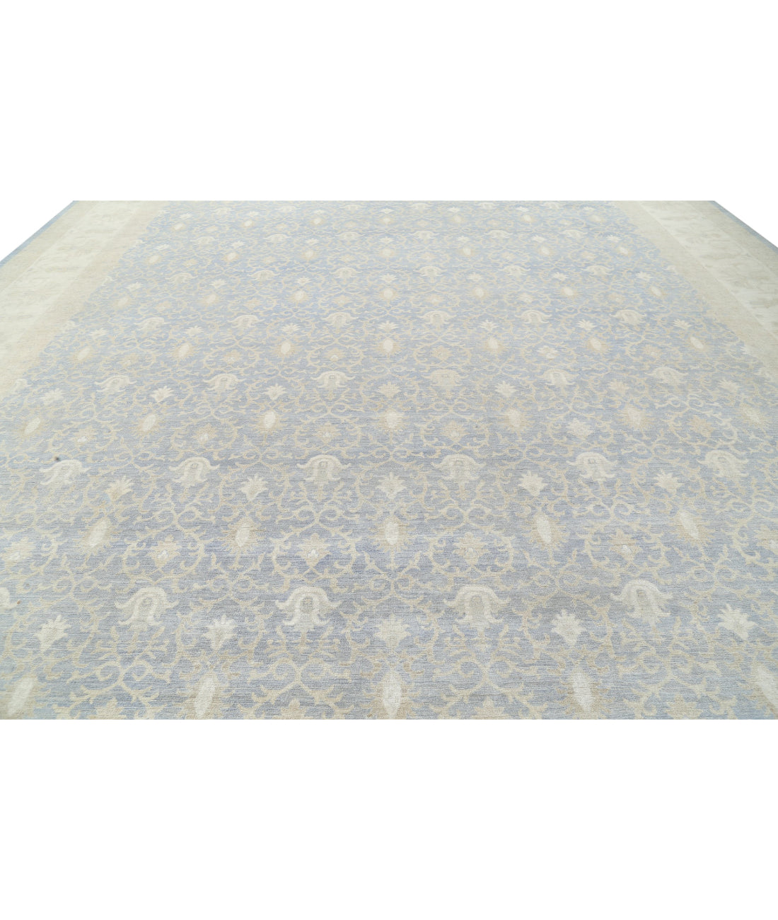 Serenity 16'0'' X 21'10'' Hand-Knotted Wool Rug 16'0'' x 21'10'' (480 X 655) / Blue / Ivory