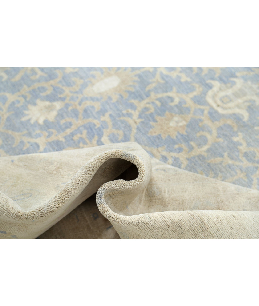 Serenity 16'0'' X 21'10'' Hand-Knotted Wool Rug 16'0'' x 21'10'' (480 X 655) / Blue / Ivory
