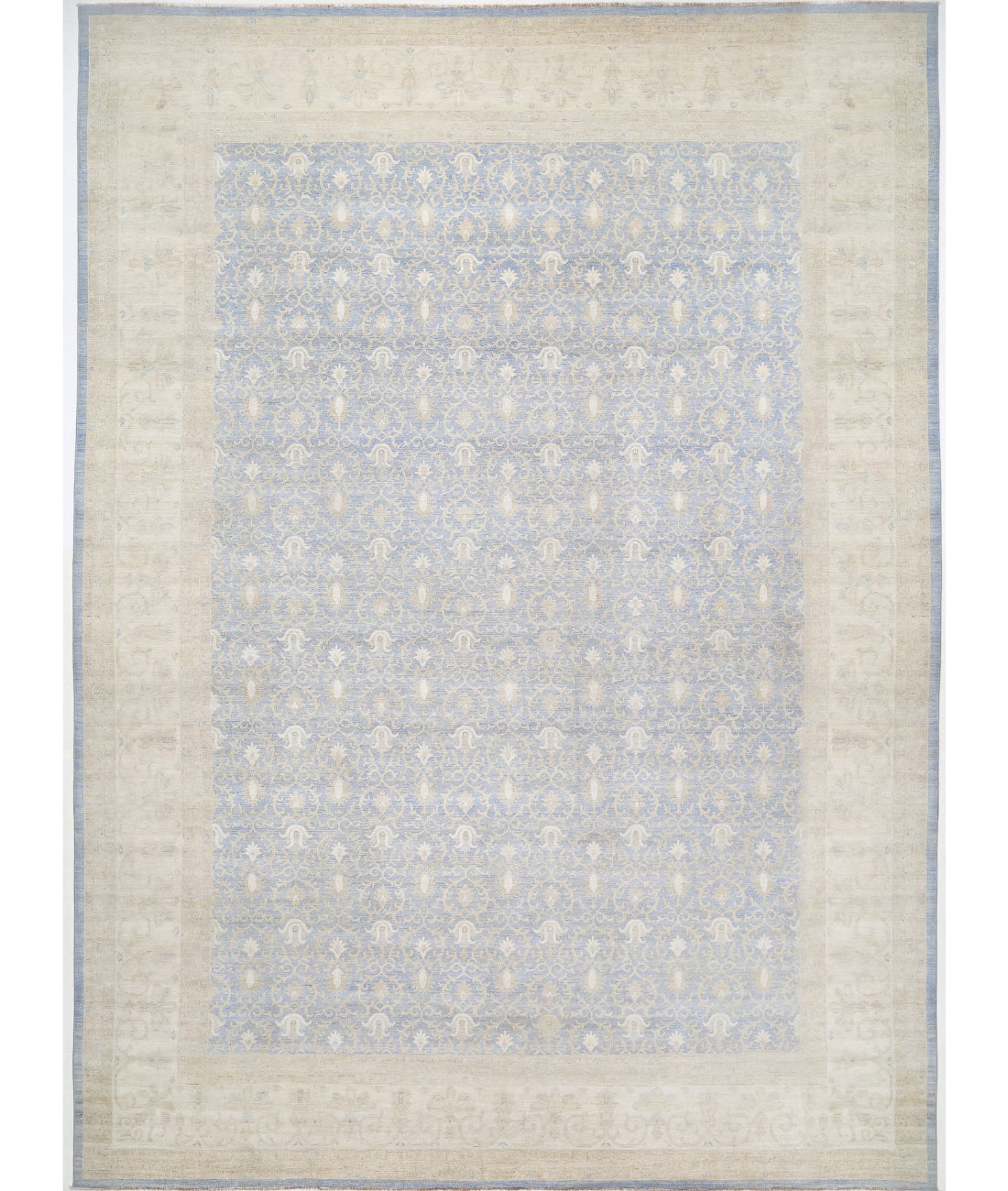 Serenity 16'0'' X 21'10'' Hand-Knotted Wool Rug 16'0'' x 21'10'' (480 X 655) / Blue / Ivory