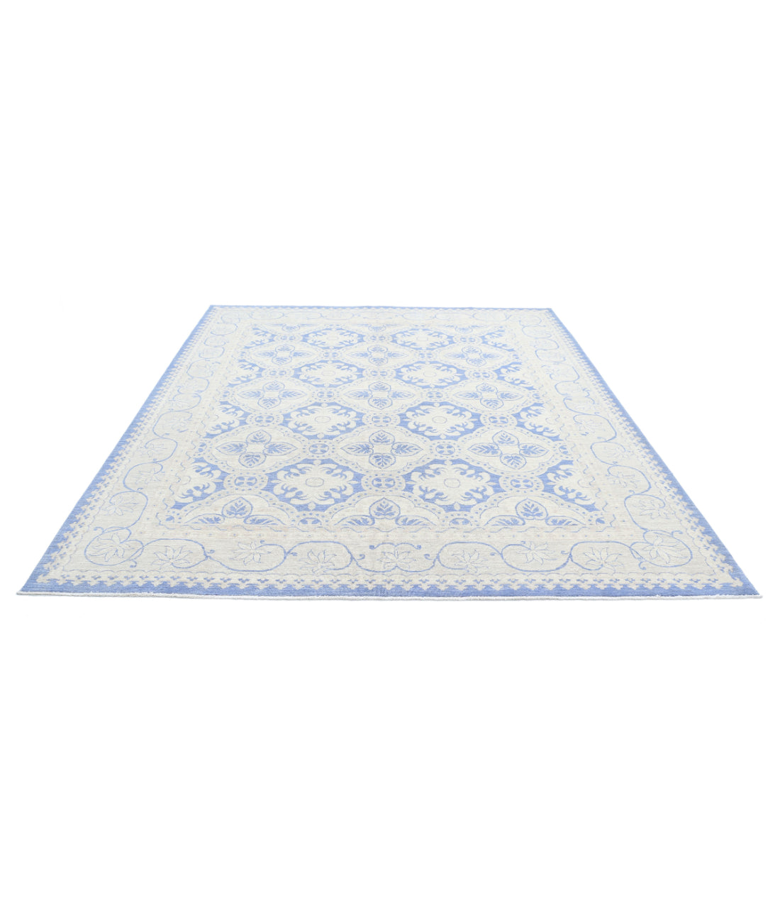 Serenity 8'1'' X 9'8'' Hand-Knotted Wool Rug 8'1'' x 9'8'' (243 X 290) / Blue / Ivory