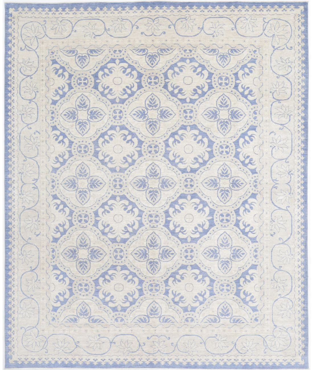 Serenity 8'1'' X 9'8'' Hand-Knotted Wool Rug 8'1'' x 9'8'' (243 X 290) / Blue / Ivory