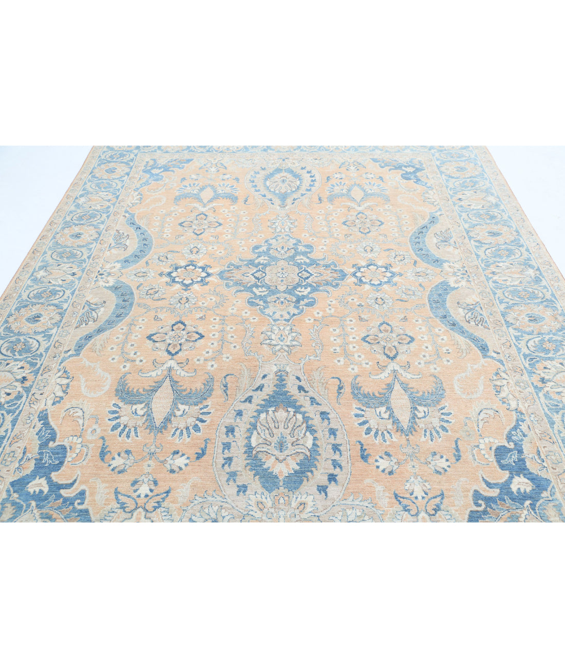 Serenity 7'8'' X 9'5'' Hand-Knotted Wool Rug 7'8'' x 9'5'' (230 X 283) / Peach / Blue