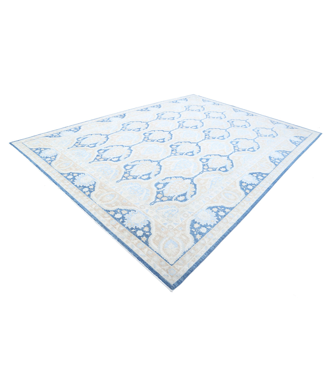 Serenity 9'8'' X 13'7'' Hand-Knotted Wool Rug 9'8'' x 13'7'' (290 X 408) / Blue / Gold