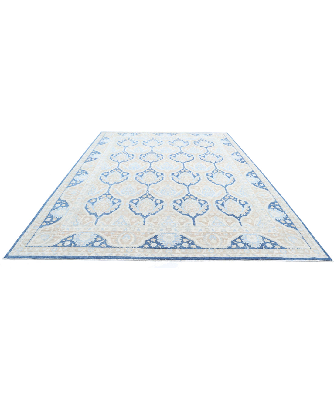 Serenity 9'8'' X 13'7'' Hand-Knotted Wool Rug 9'8'' x 13'7'' (290 X 408) / Blue / Gold
