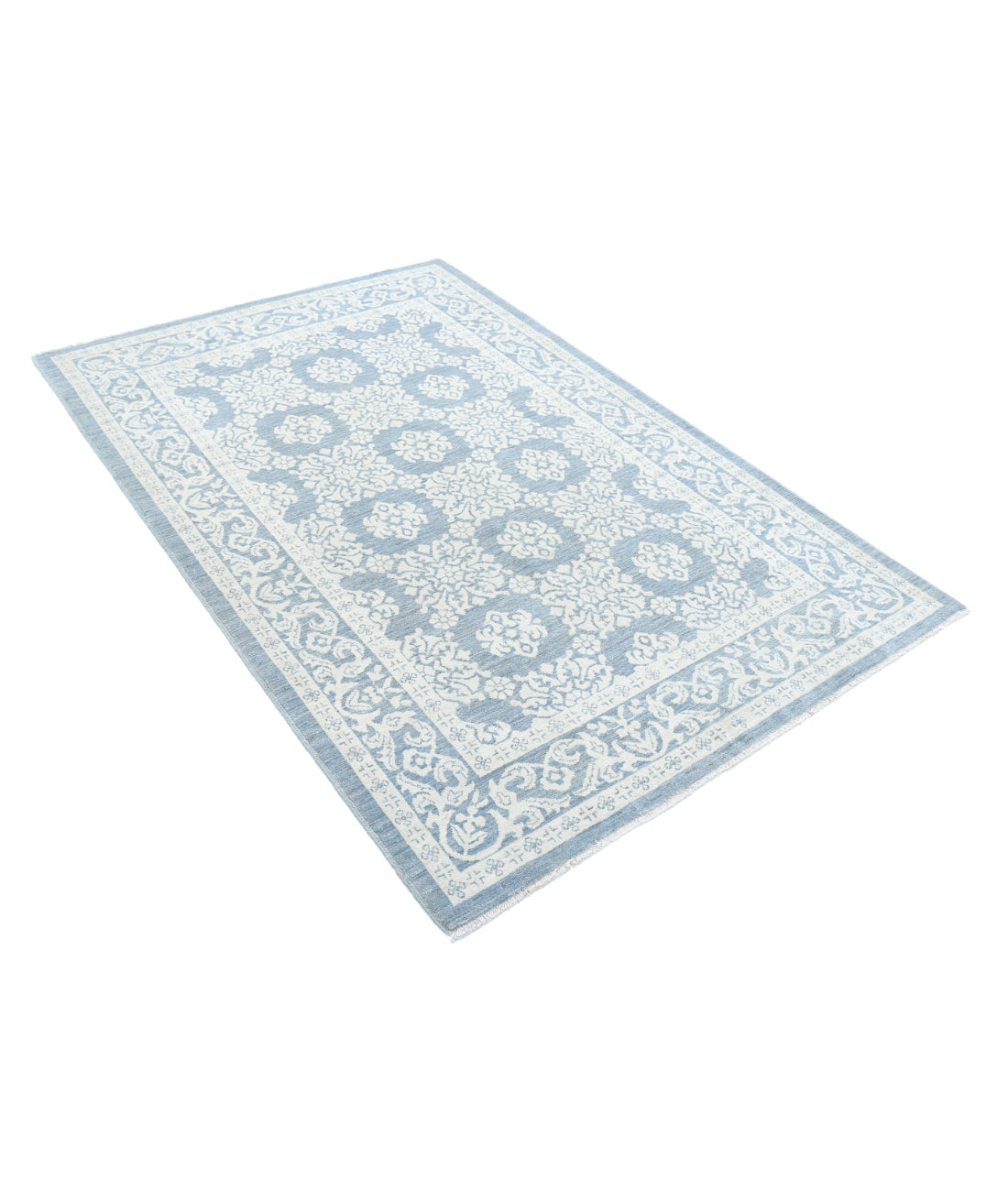 Serenity 4'4'' X 6'6'' Hand-Knotted Wool Rug 4'4'' x 6'6'' (130 X 195) / Blue / Ivory