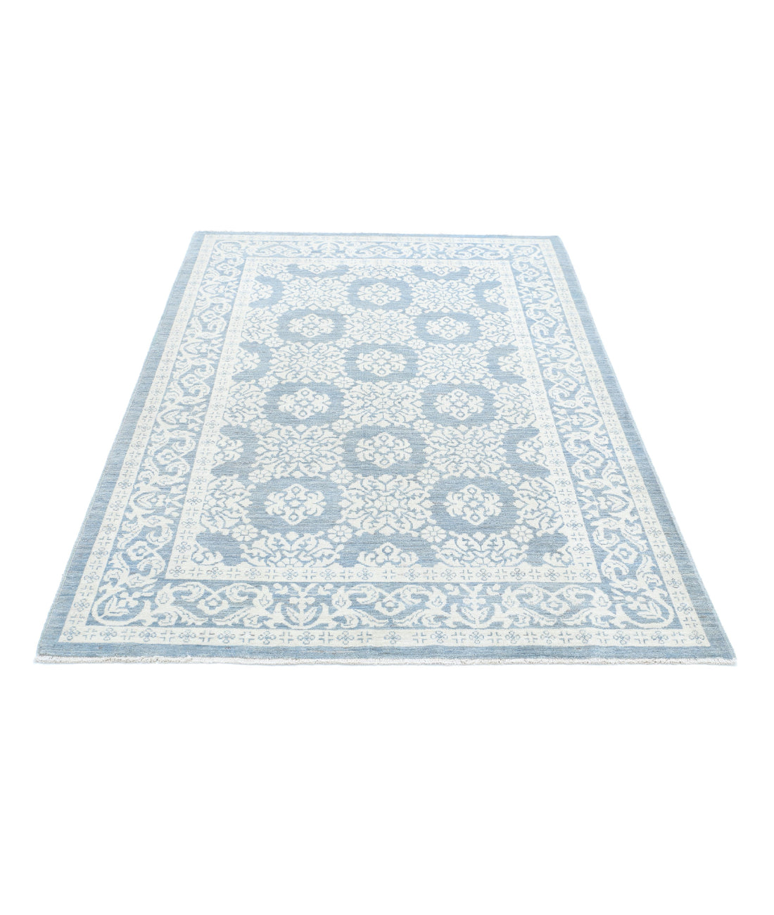 Serenity 4'4'' X 6'6'' Hand-Knotted Wool Rug 4'4'' x 6'6'' (130 X 195) / Blue / Ivory
