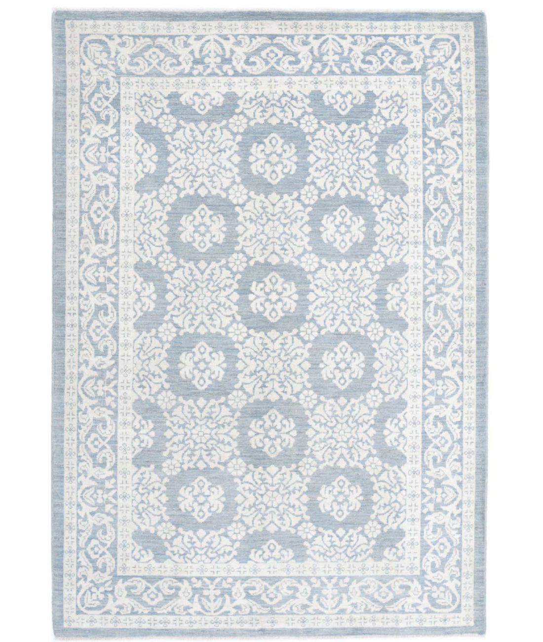 Serenity 4'4'' X 6'6'' Hand-Knotted Wool Rug 4'4'' x 6'6'' (130 X 195) / Blue / Ivory