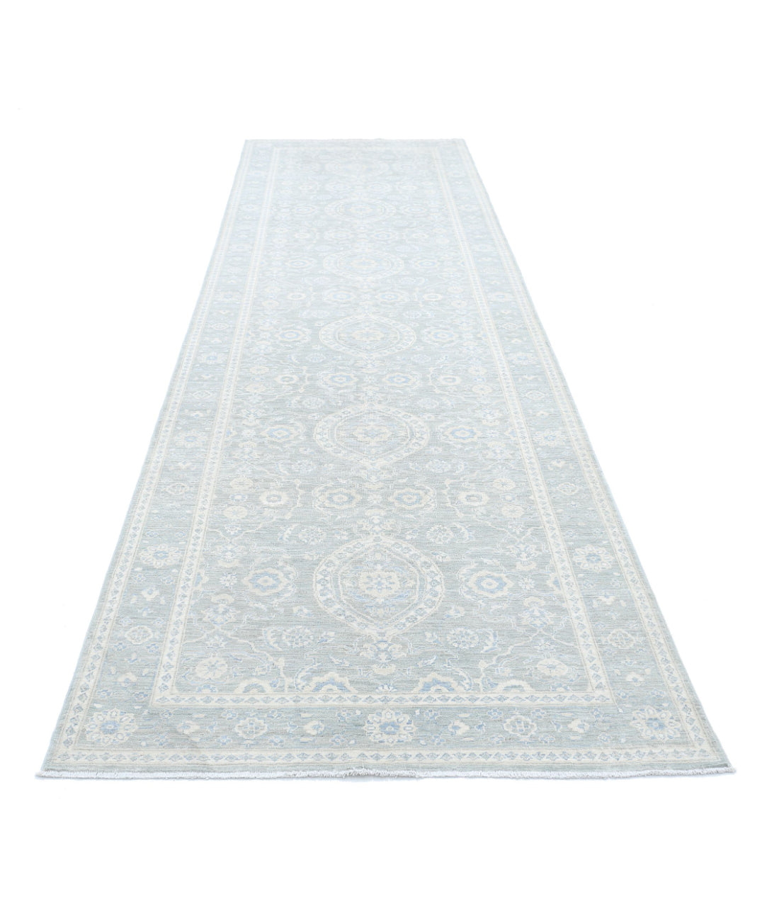 Serenity 4'0'' X 14'3'' Hand-Knotted Wool Rug 4'0'' x 14'3'' (120 X 428) / Grey / Blue