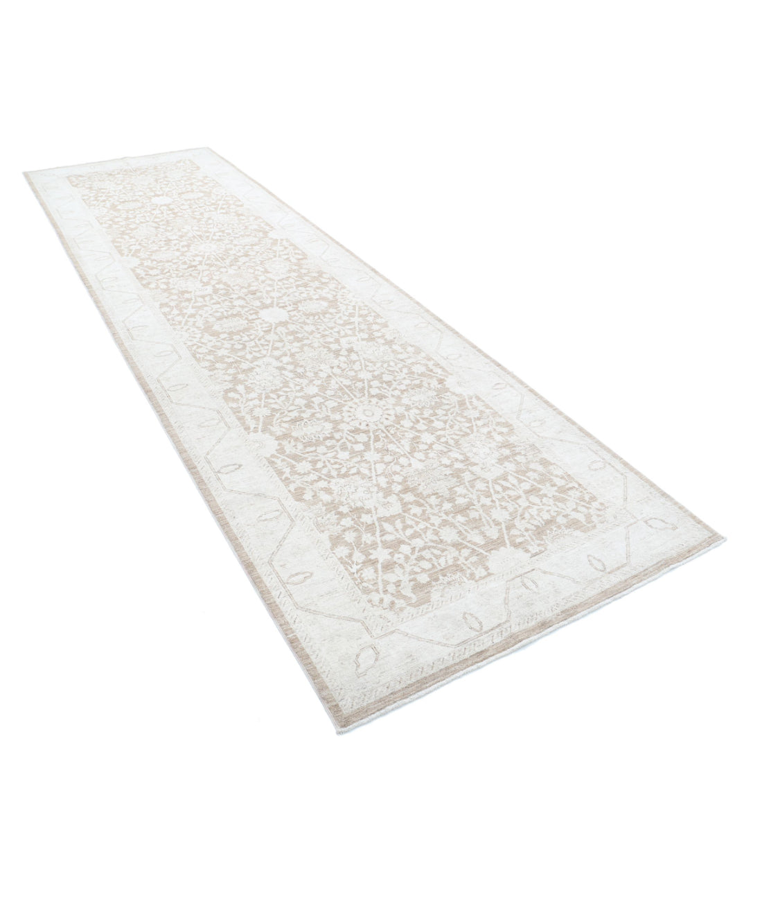 Serenity 4'0'' X 13'5'' Hand-Knotted Wool Rug 4'0'' x 13'5'' (120 X 403) / Taupe / Ivory