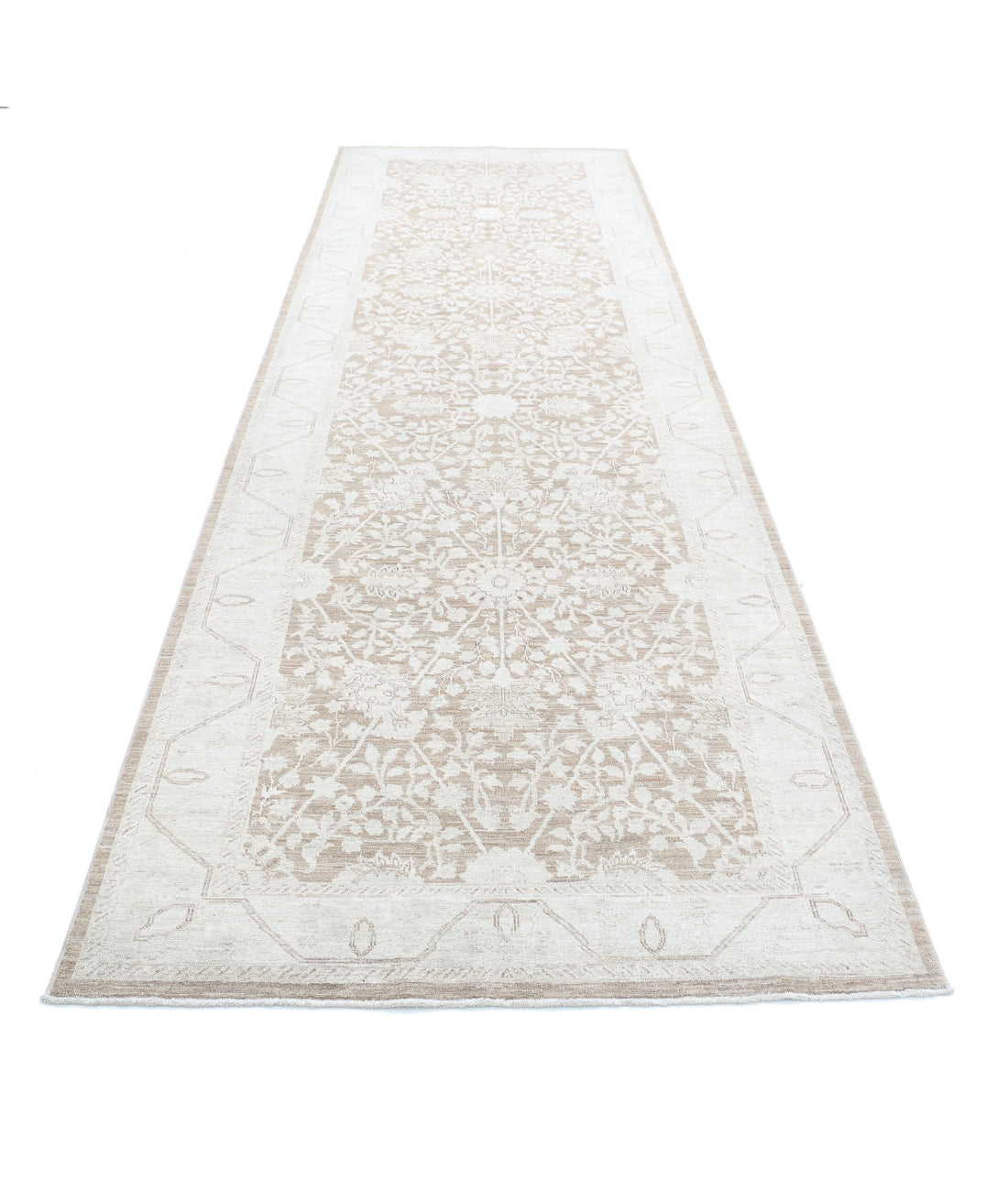 Serenity 4'0'' X 13'5'' Hand-Knotted Wool Rug 4'0'' x 13'5'' (120 X 403) / Taupe / Ivory