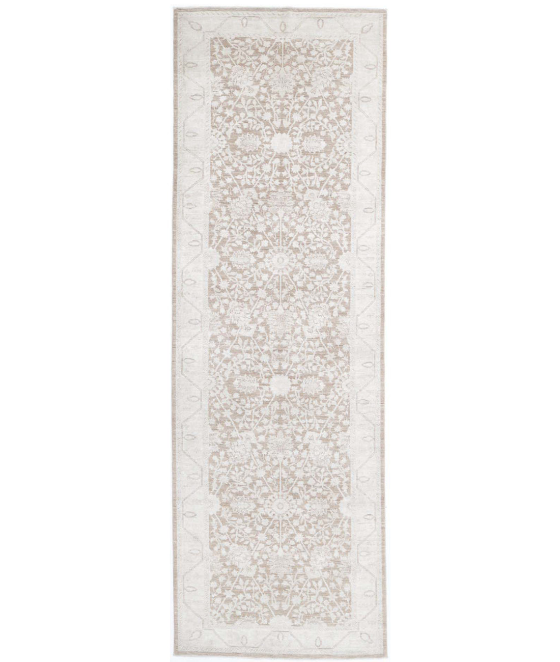 Serenity 4'0'' X 13'5'' Hand-Knotted Wool Rug 4'0'' x 13'5'' (120 X 403) / Taupe / Ivory