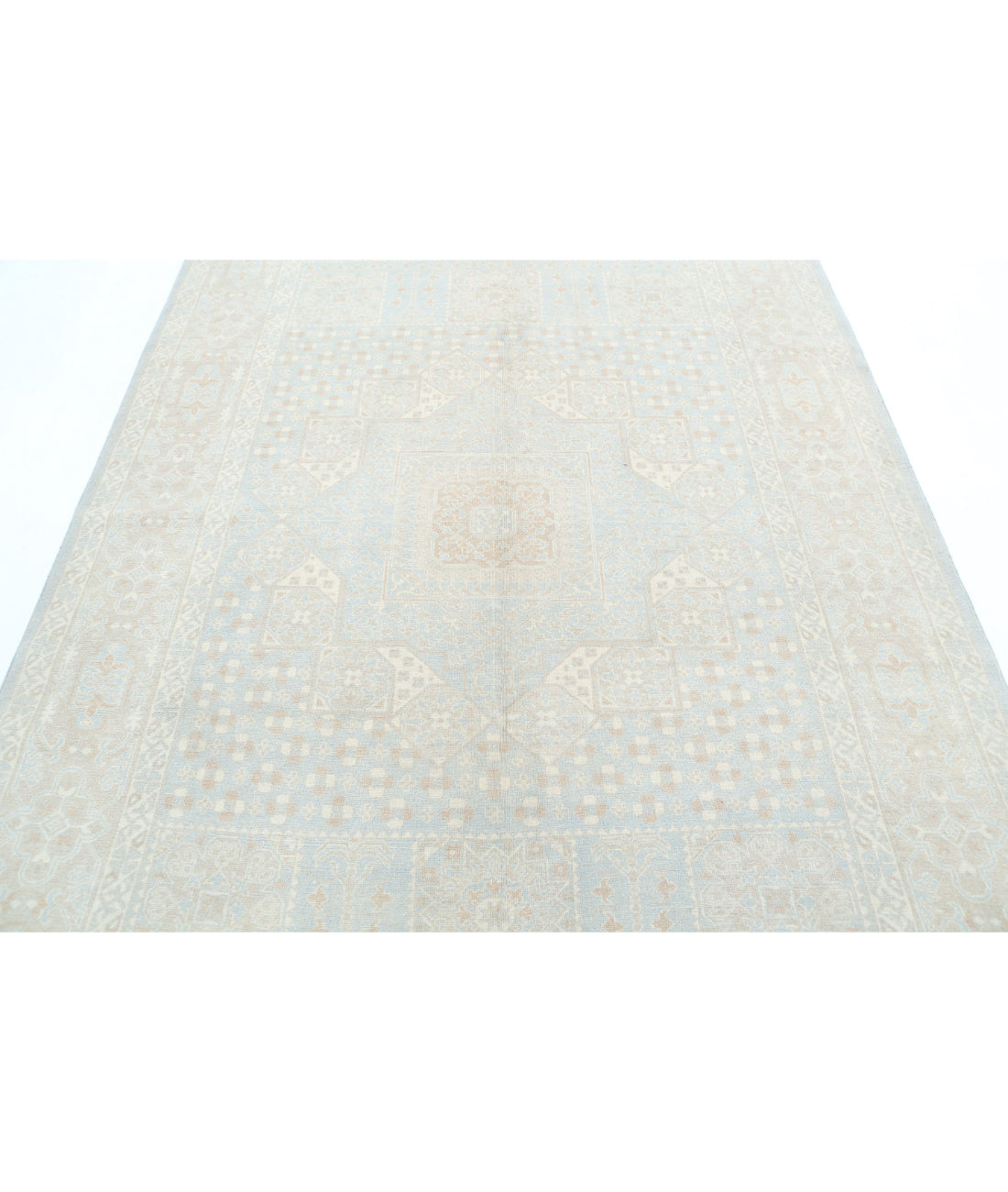 Mamluk 6'2'' X 8'10'' Hand-Knotted Wool Rug 6'2'' x 8'10'' (185 X 265) / Blue / Ivory