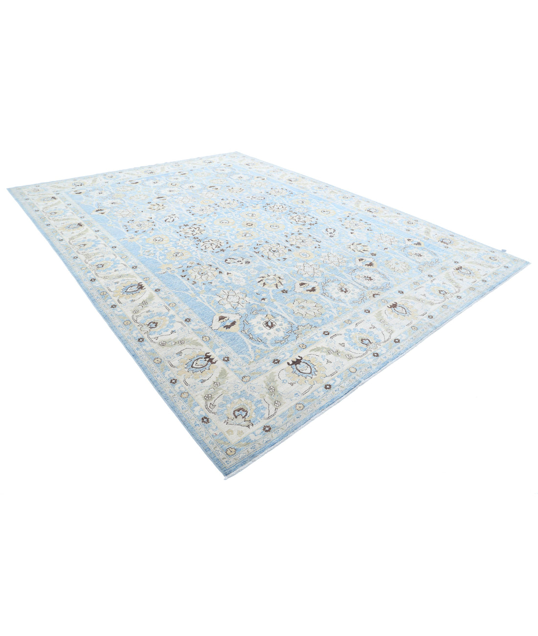 Serenity 10'1'' X 13'4'' Hand-Knotted Wool Rug 10'1'' x 13'4'' (303 X 400) / Teal / Ivory