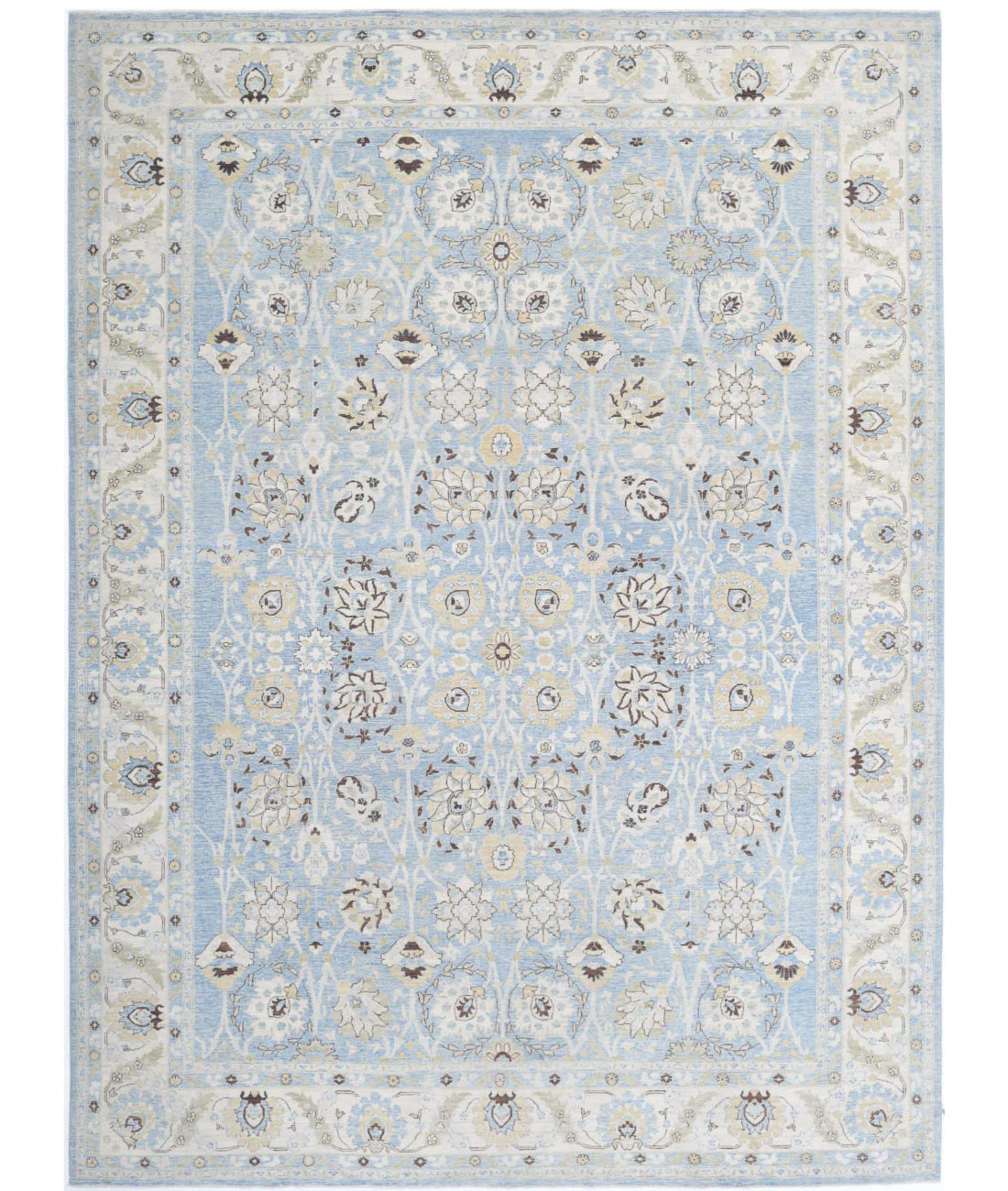 Serenity 10'1'' X 13'4'' Hand-Knotted Wool Rug 10'1'' x 13'4'' (303 X 400) / Teal / Ivory