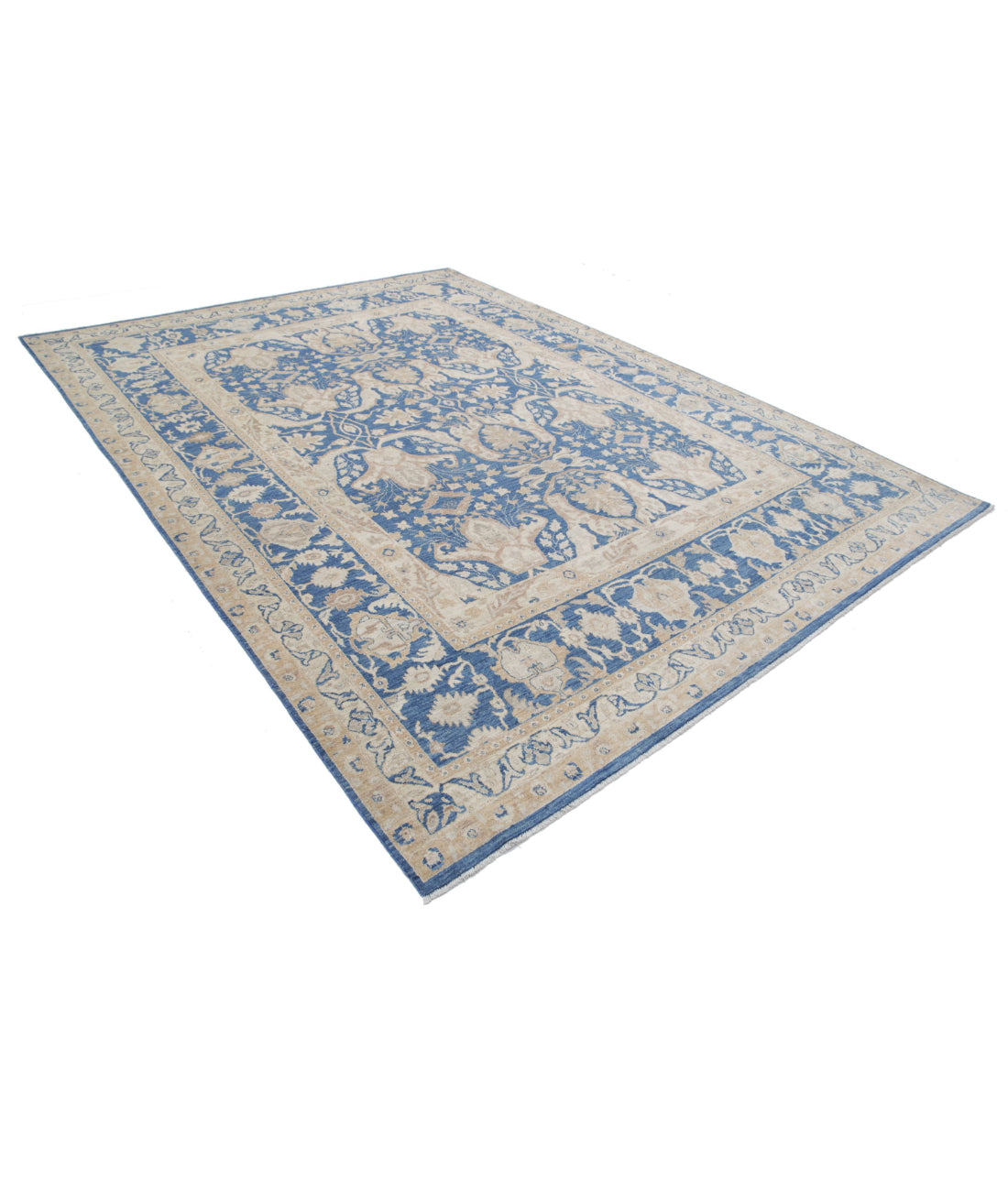 Ziegler 8'6'' X 11'7'' Hand-Knotted Wool Rug 8'6'' x 11'7'' (255 X 348) / Blue / Ivory