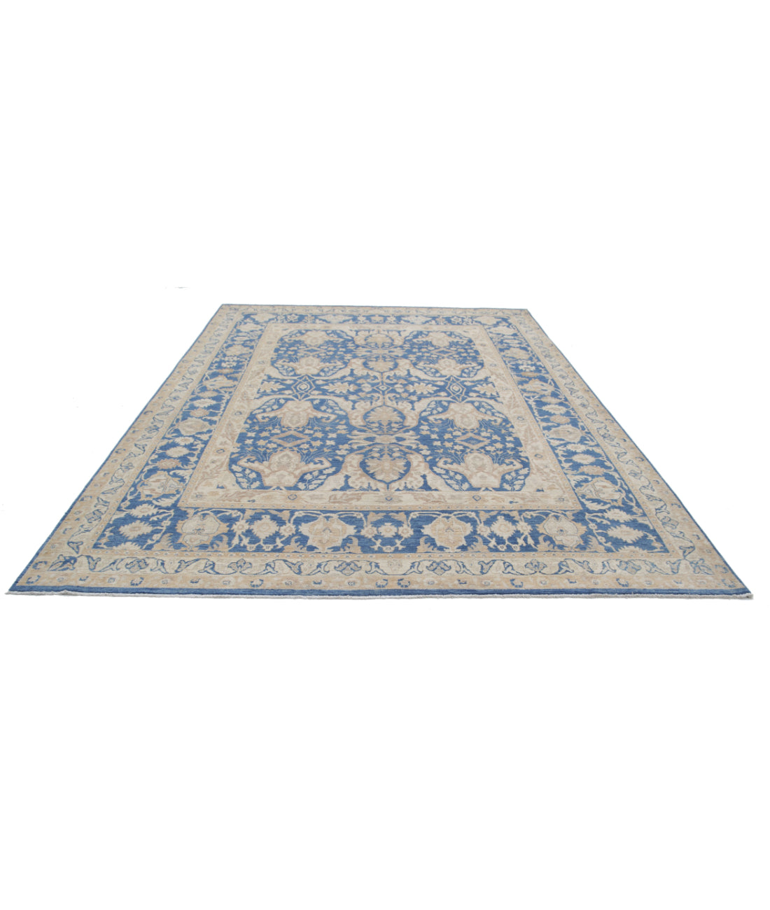 Ziegler 8'6'' X 11'7'' Hand-Knotted Wool Rug 8'6'' x 11'7'' (255 X 348) / Blue / Ivory