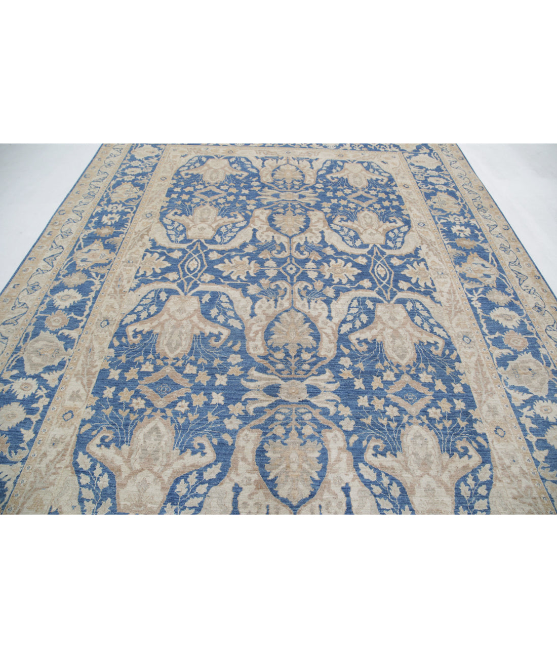 Ziegler 8'6'' X 11'7'' Hand-Knotted Wool Rug 8'6'' x 11'7'' (255 X 348) / Blue / Ivory