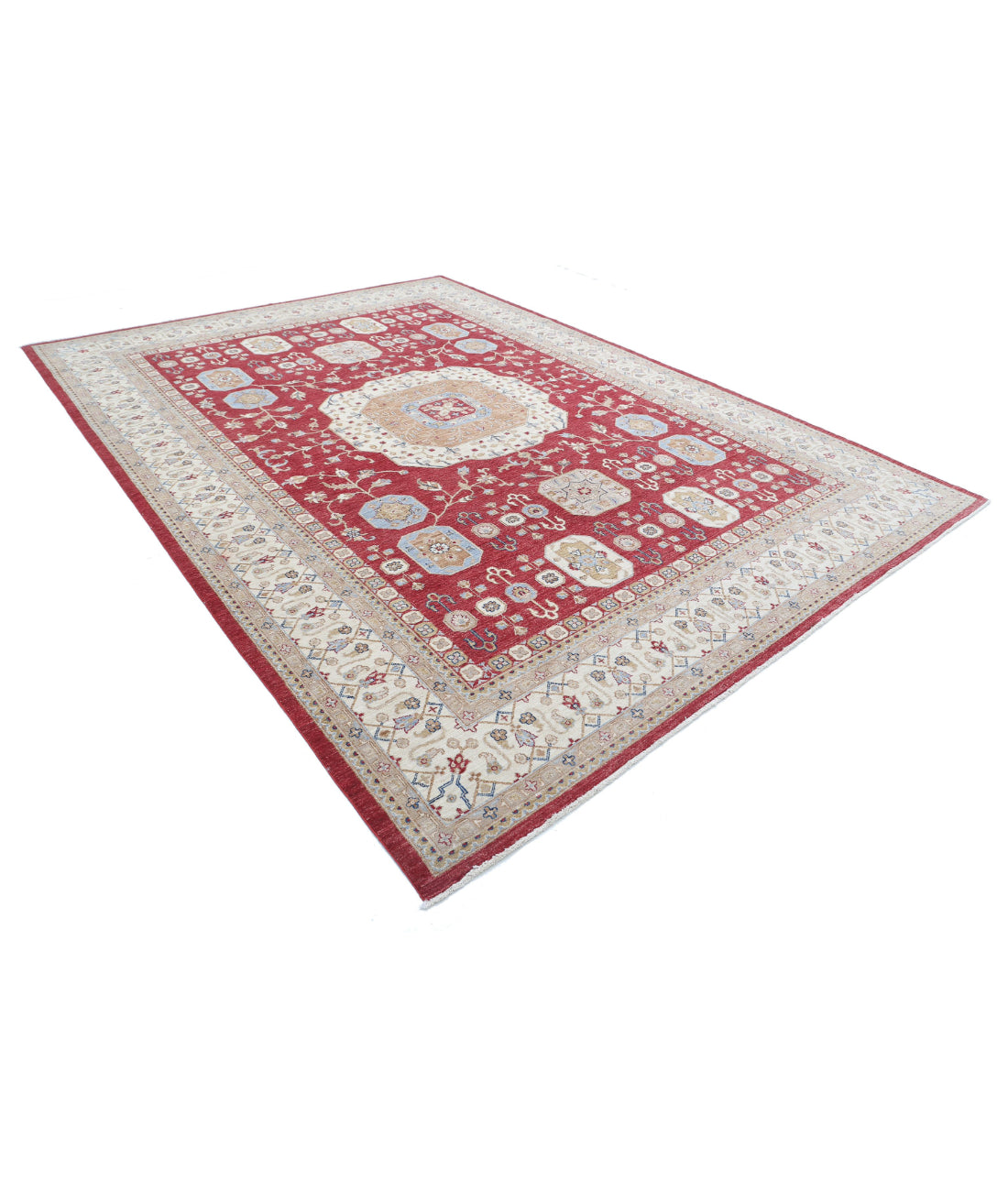 Mamluk 8'10'' X 12'2'' Hand-Knotted Wool Rug 8'10'' x 12'2'' (265 X 365) / Red / Ivory