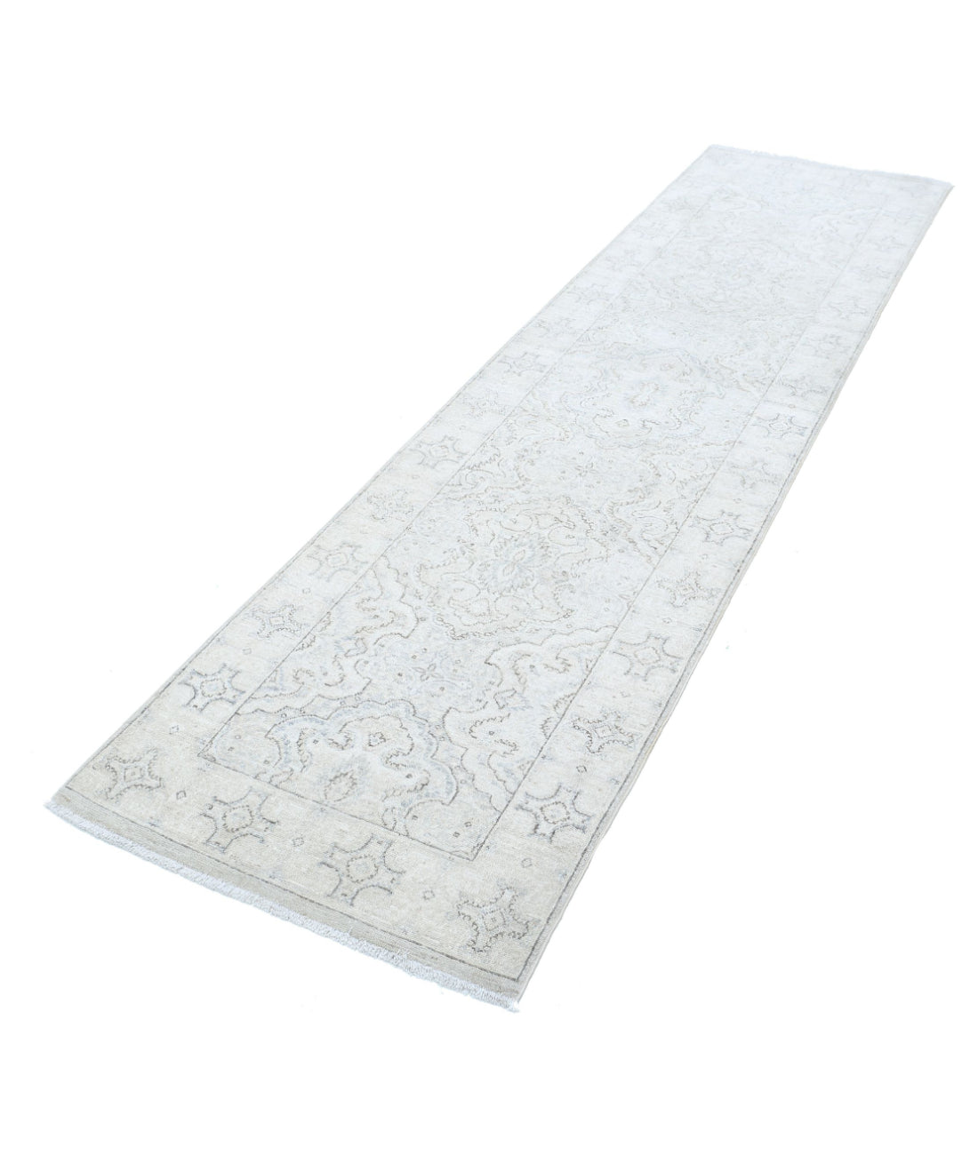 Serenity 2'6'' X 9'6'' Hand-Knotted Wool Rug 2'6'' x 9'6'' (75 X 285) / Grey / Ivory
