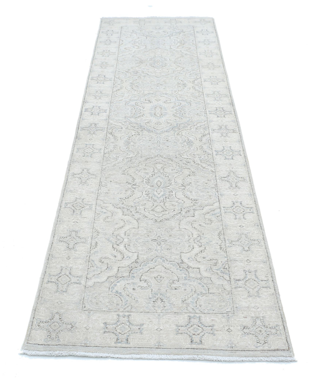 Serenity 2'6'' X 9'6'' Hand-Knotted Wool Rug 2'6'' x 9'6'' (75 X 285) / Grey / Ivory