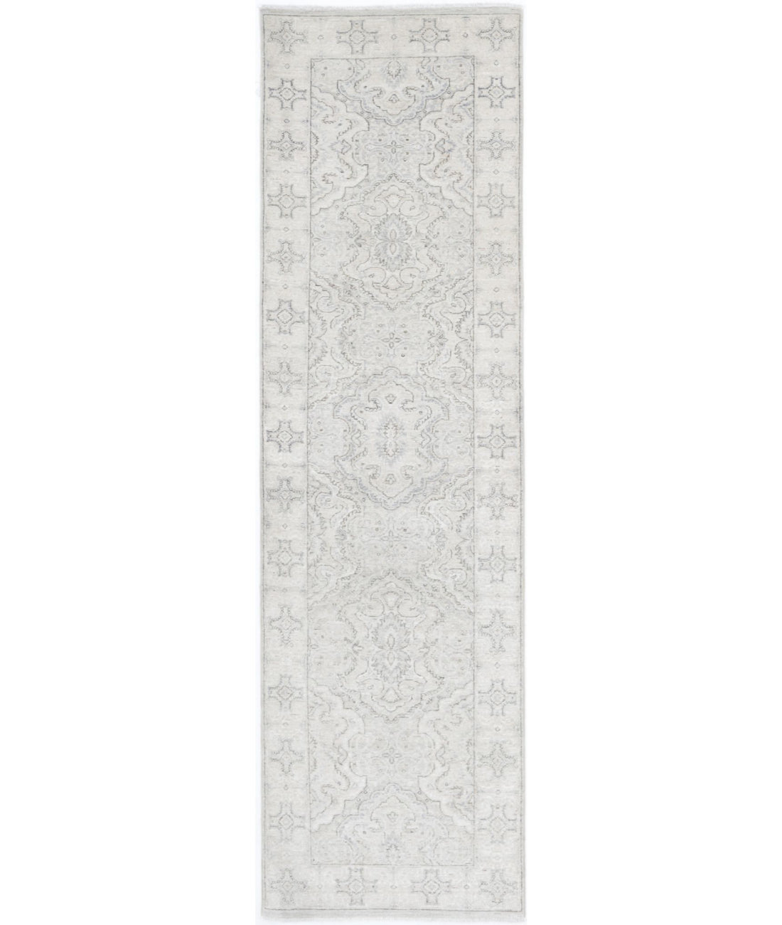 Serenity 2'6'' X 9'6'' Hand-Knotted Wool Rug 2'6'' x 9'6'' (75 X 285) / Grey / Ivory