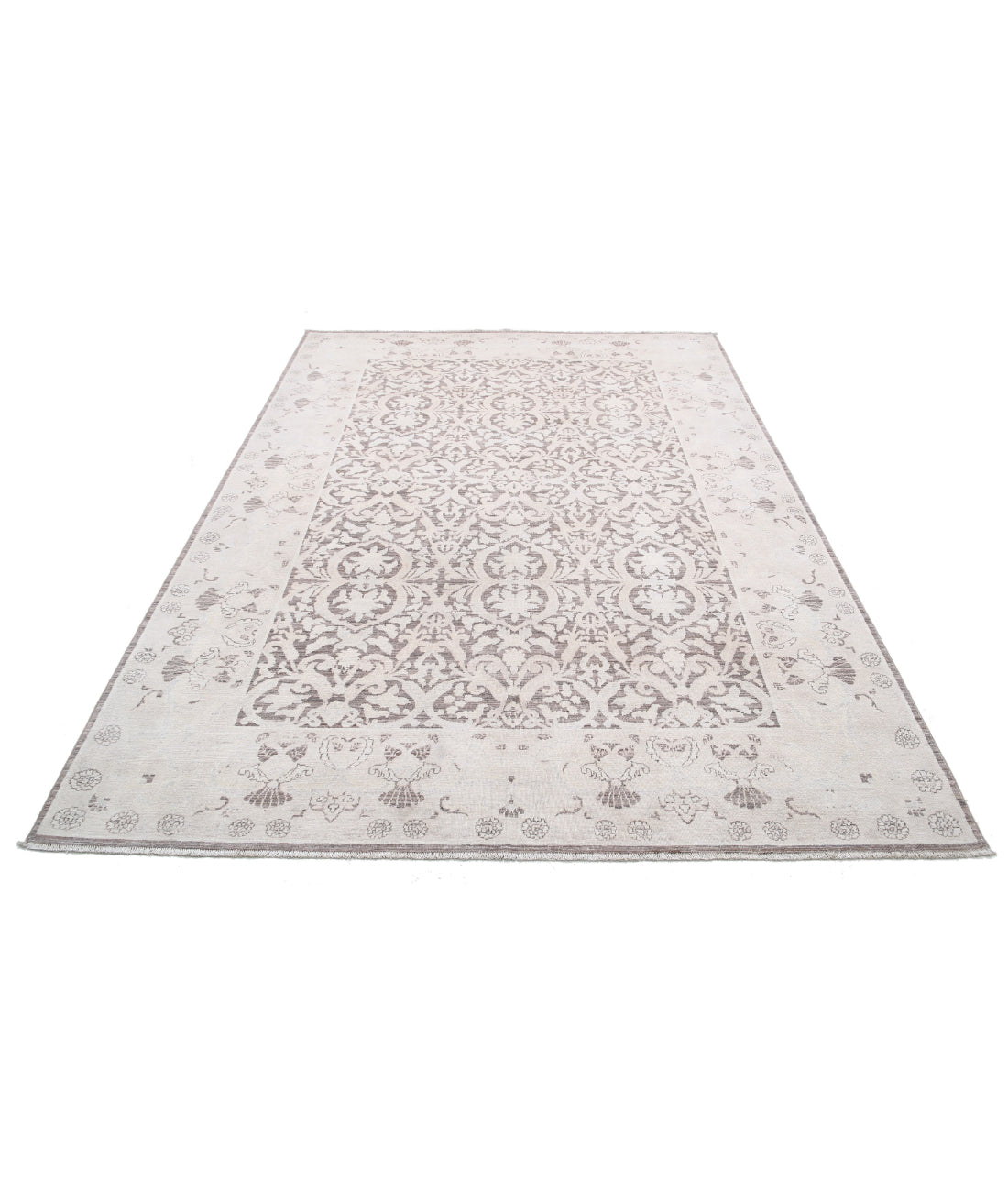 Serenity 6'1'' X 8'7'' Hand-Knotted Wool Rug 6'1'' x 8'7'' (183 X 258) / Brown / Ivory