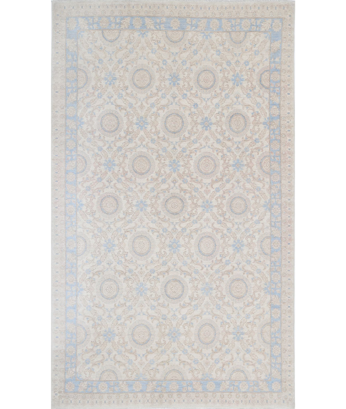 Serenity 6'6'' X 11'0'' Hand-Knotted Wool Rug 6'6'' x 11'0'' (195 X 330) / Ivory / Blue