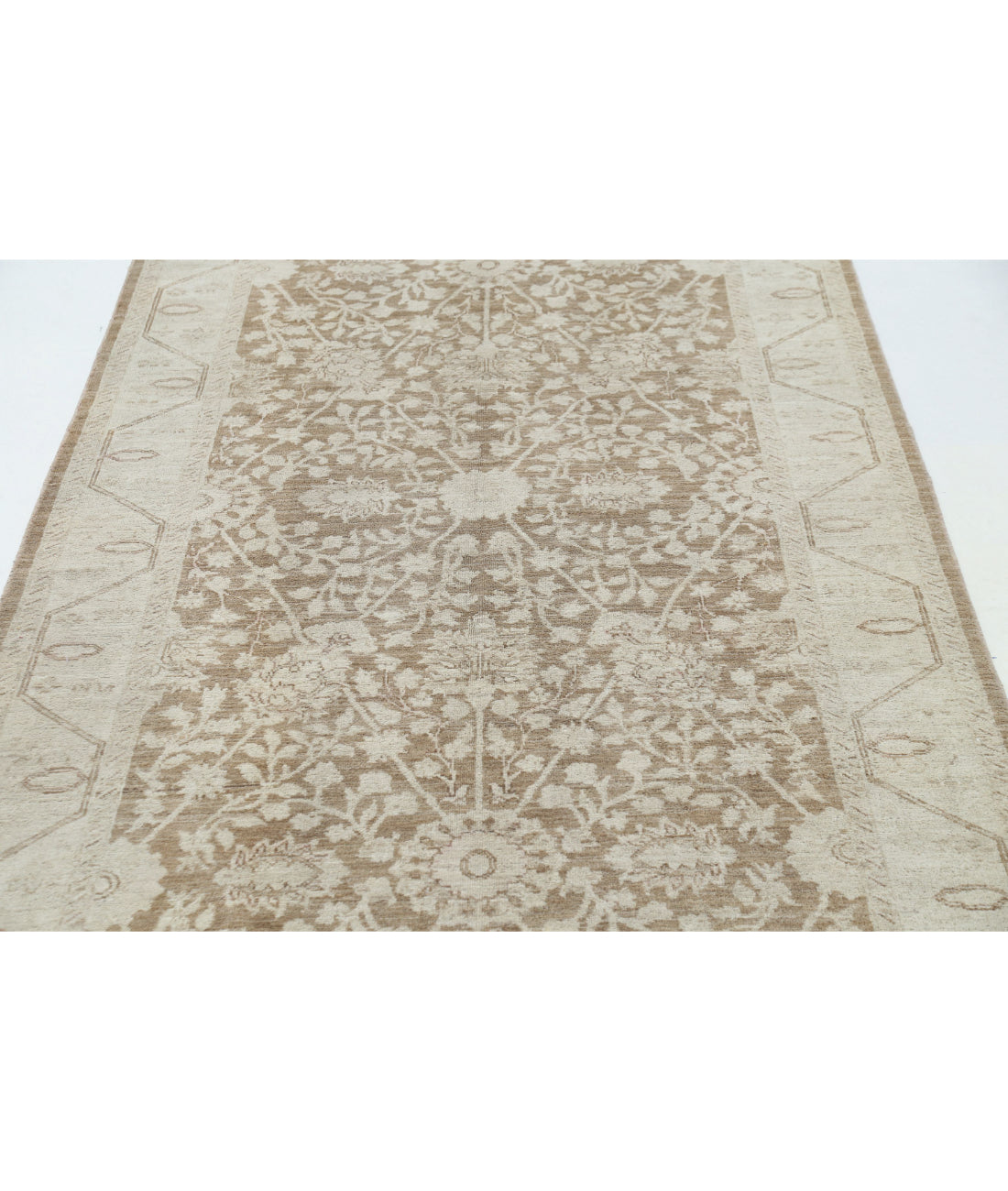 Serenity 4'0'' X 13'4'' Hand-Knotted Wool Rug 4'0'' x 13'4'' (120 X 400) / Brown / Ivory