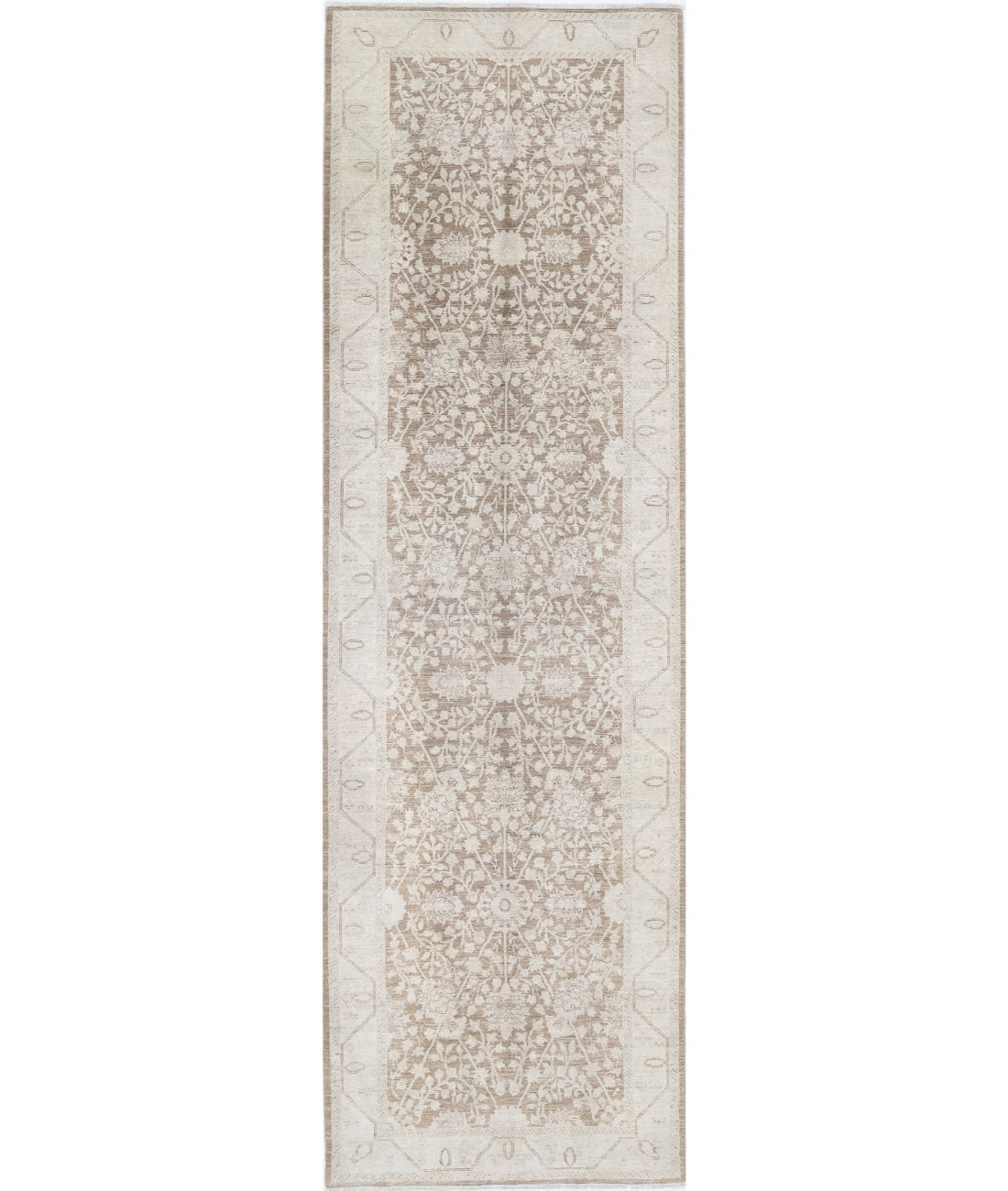 Serenity 4'0'' X 13'4'' Hand-Knotted Wool Rug 4'0'' x 13'4'' (120 X 400) / Brown / Ivory