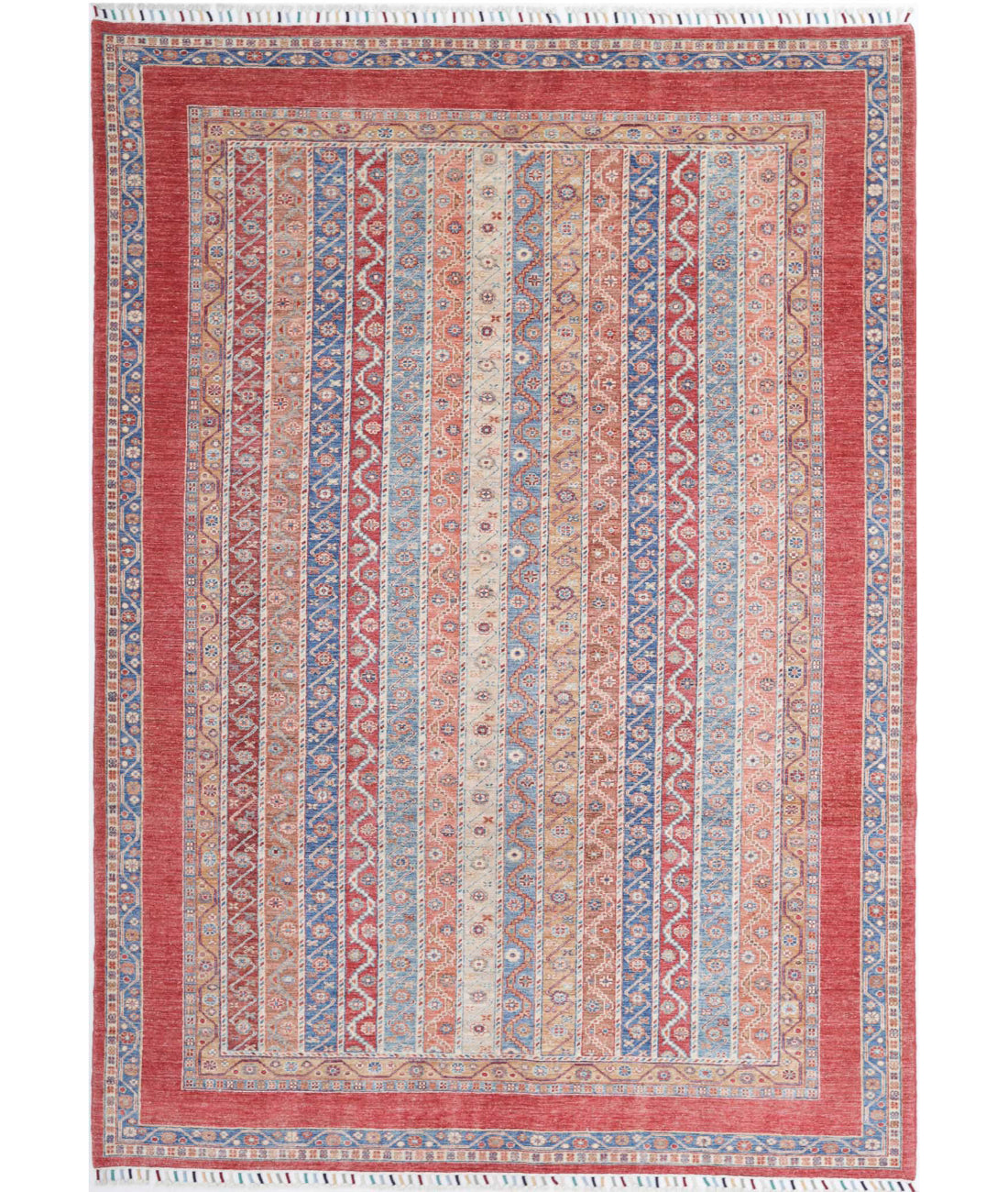 Shaal 6'8'' X 9'7'' Hand-Knotted Wool Rug 6'8'' x 9'7'' (200 X 288) / Red / Multi