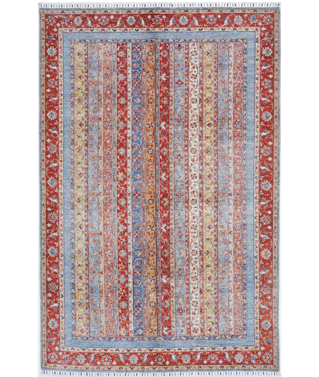 Shaal 6'7'' X 9'9'' Hand-Knotted Wool Rug 6'7'' x 9'9'' (198 X 293) / Red / Multi