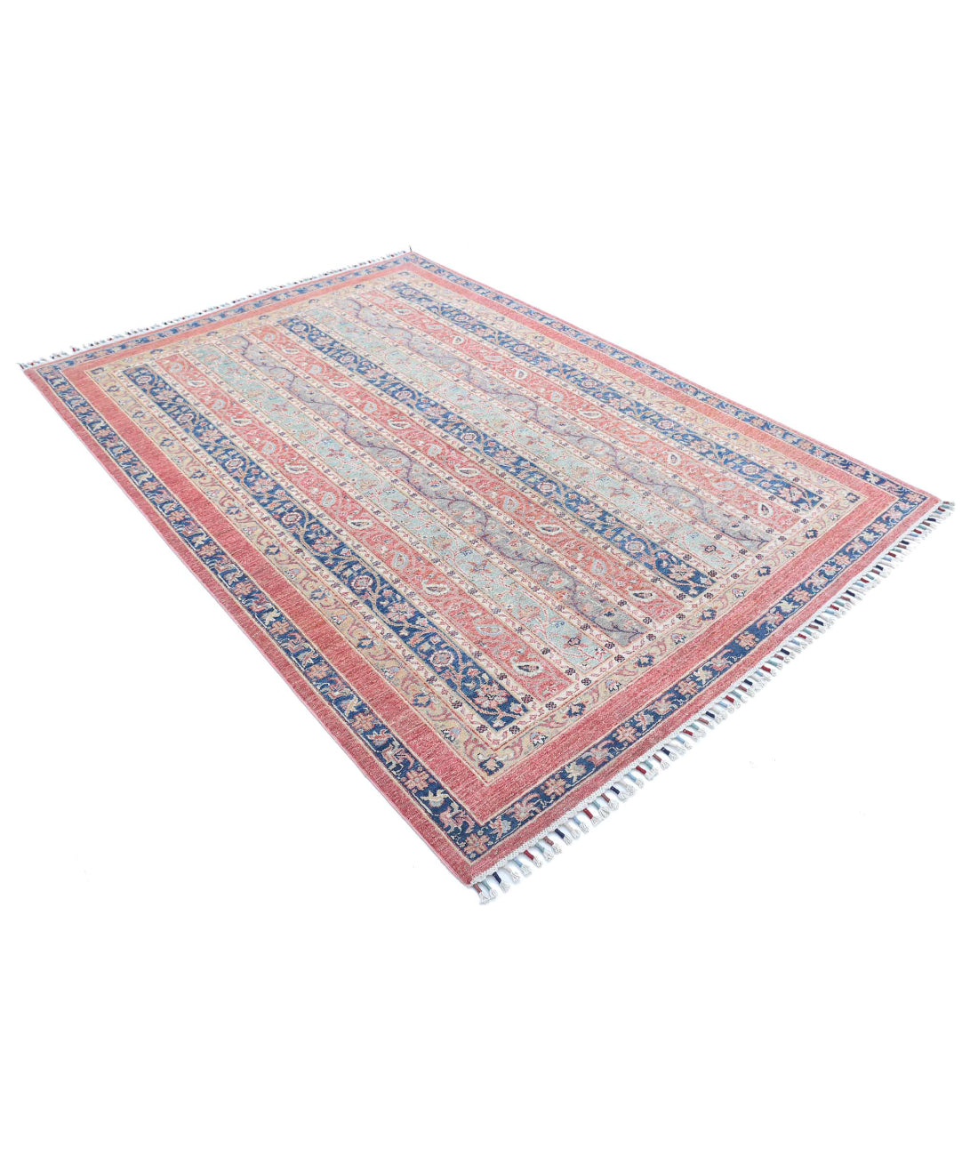 Shaal 5'5'' X 7'9'' Hand-Knotted Wool Rug 5'5'' x 7'9'' (163 X 233) / Red / Multi