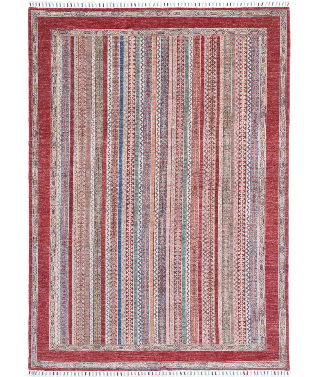 Shaal 5'8'' X 8'0'' Hand-Knotted Wool Rug 5'8'' x 8'0'' (170 X 240) / Red / Multi