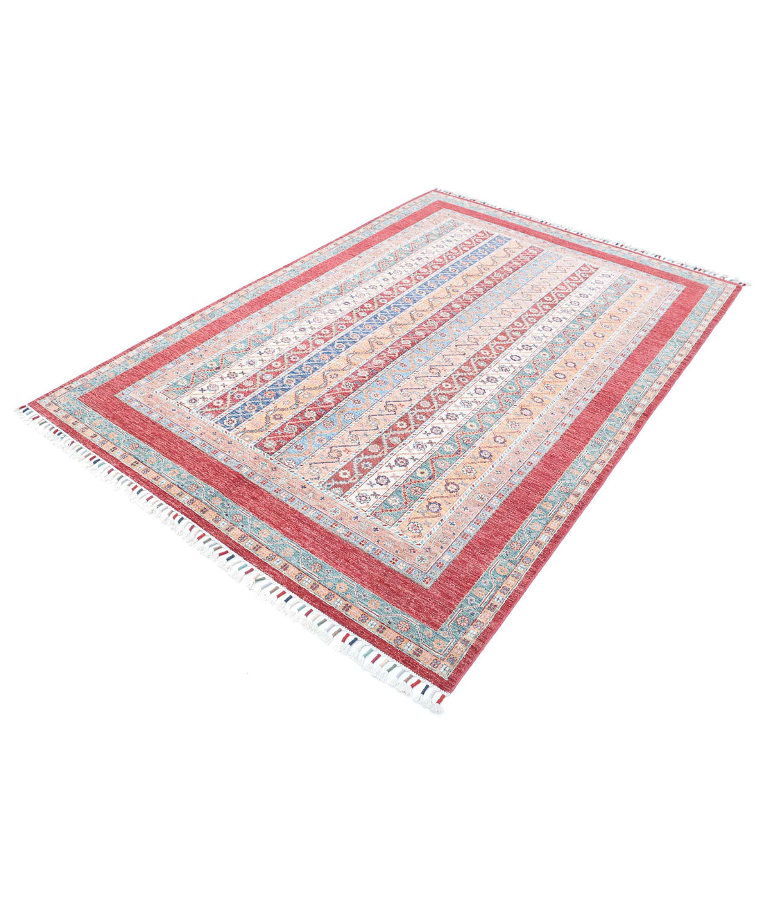 Shaal 5'4'' X 7'10'' Hand-Knotted Wool Rug 5'4'' x 7'10'' (160 X 235) / Red / Multi