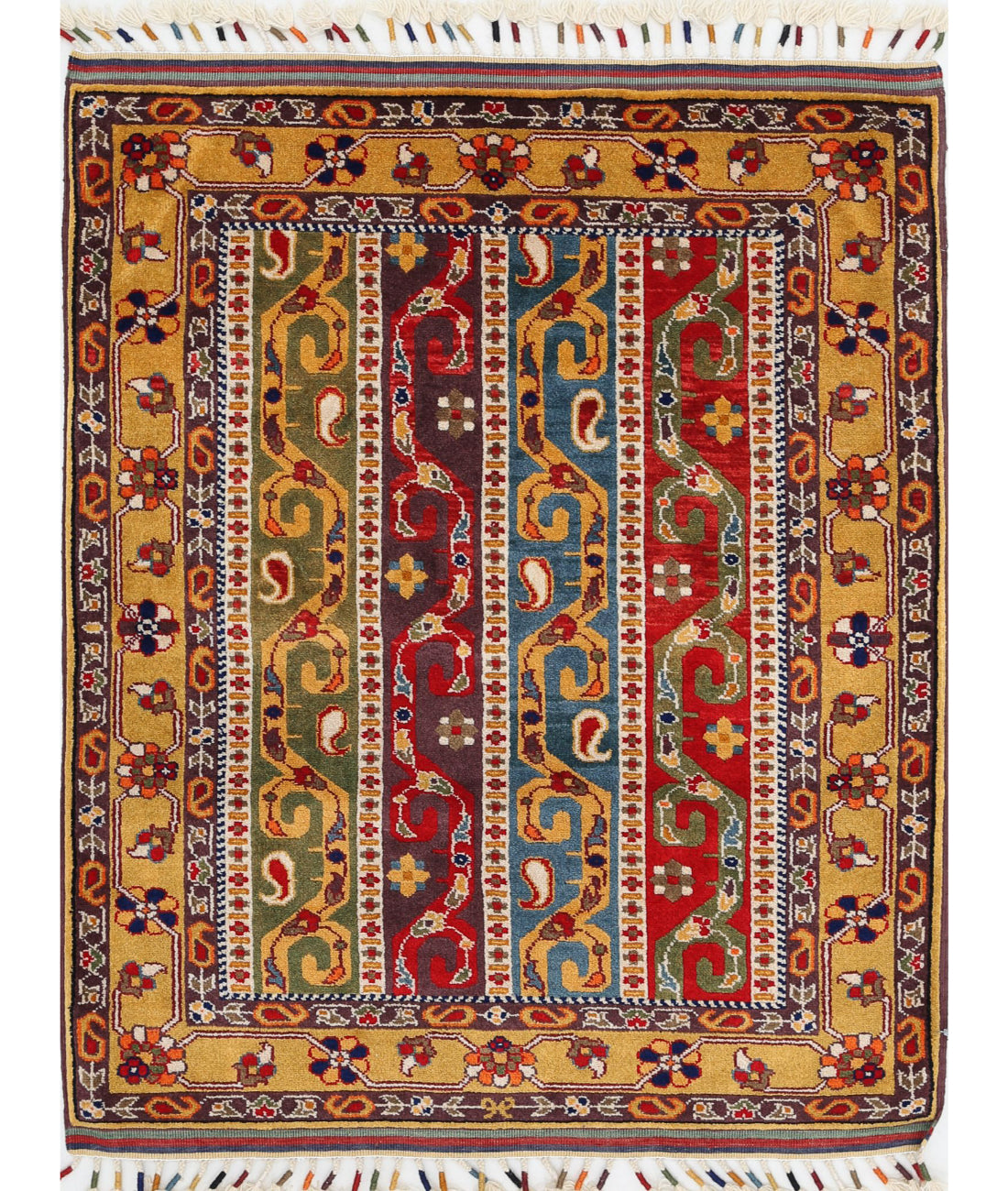 Shaal 3'3'' X 4'0'' Hand-Knotted Wool Rug 3'3'' x 4'0'' (98 X 120) / Multi / Multi