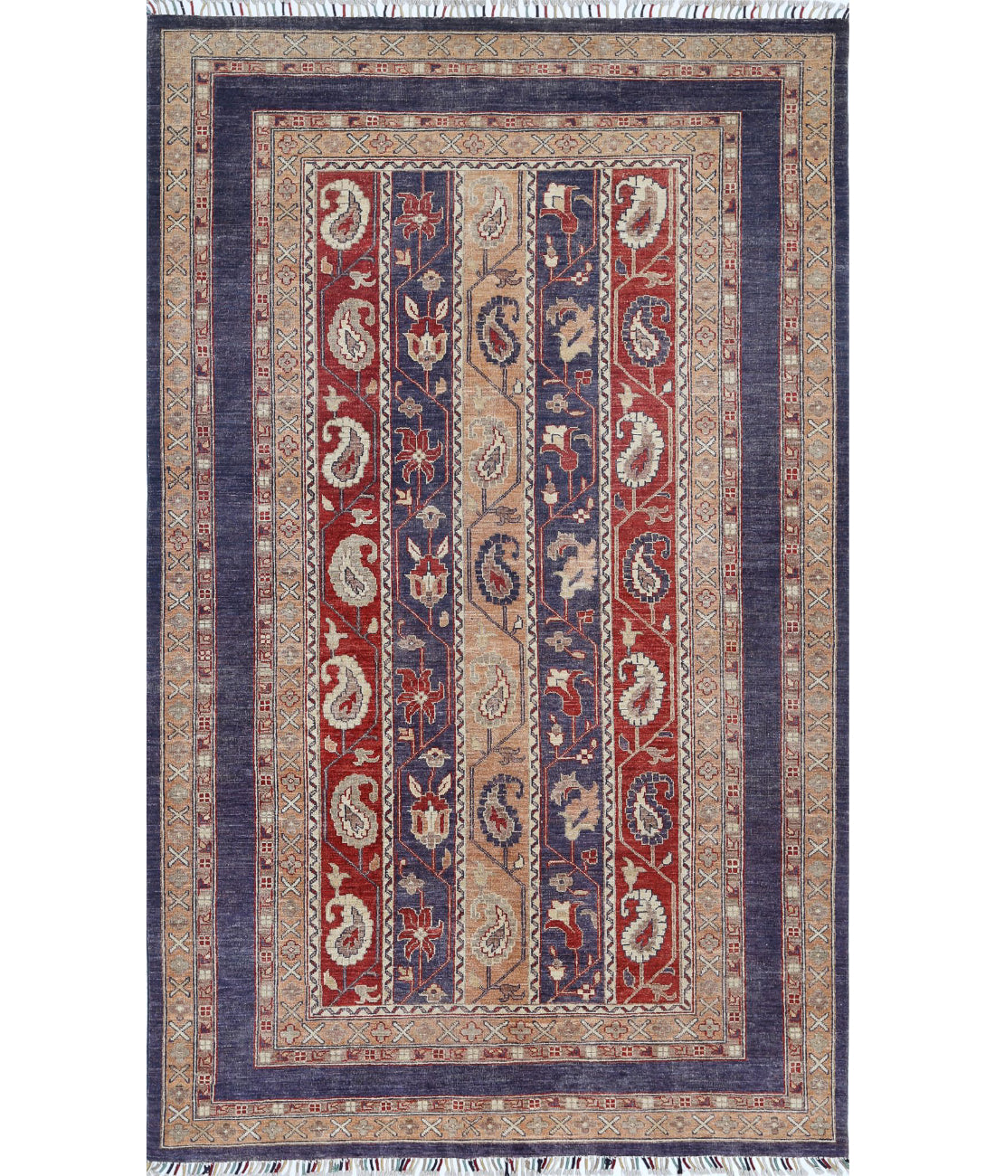 Shaal 5'8'' X 9'2'' Hand-Knotted Wool Rug 5'8'' x 9'2'' (170 X 275) / Purple / Multi